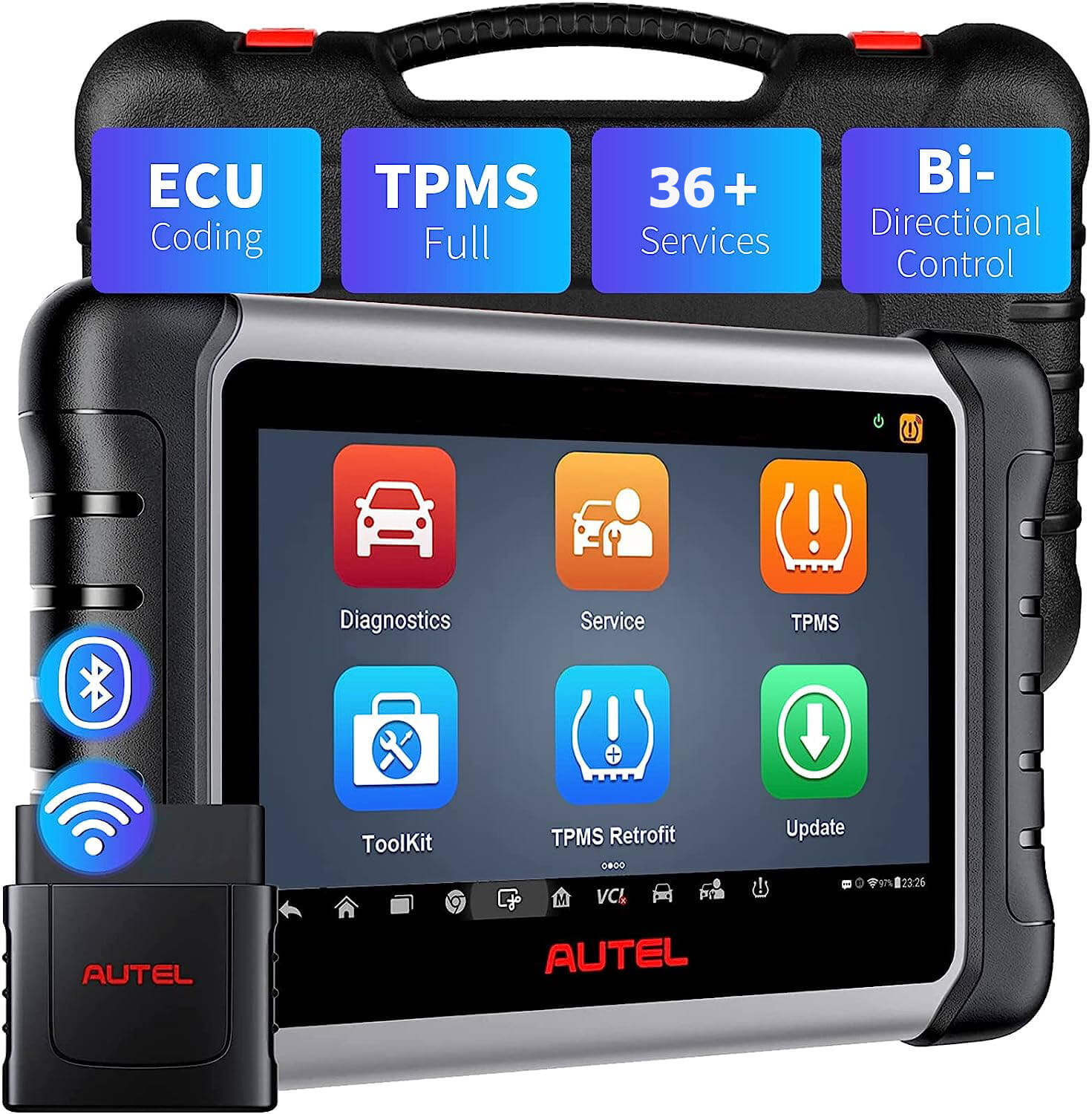 [2 Years Update]Autel Scanner MaxiPRO MP808Z-TS All System Auto Diagnostics Relearn Tools with Battery & TPMS Testing, Android 11 Based Bi-Directional Control, ECU Coding, Full TPMS and 36+ Services