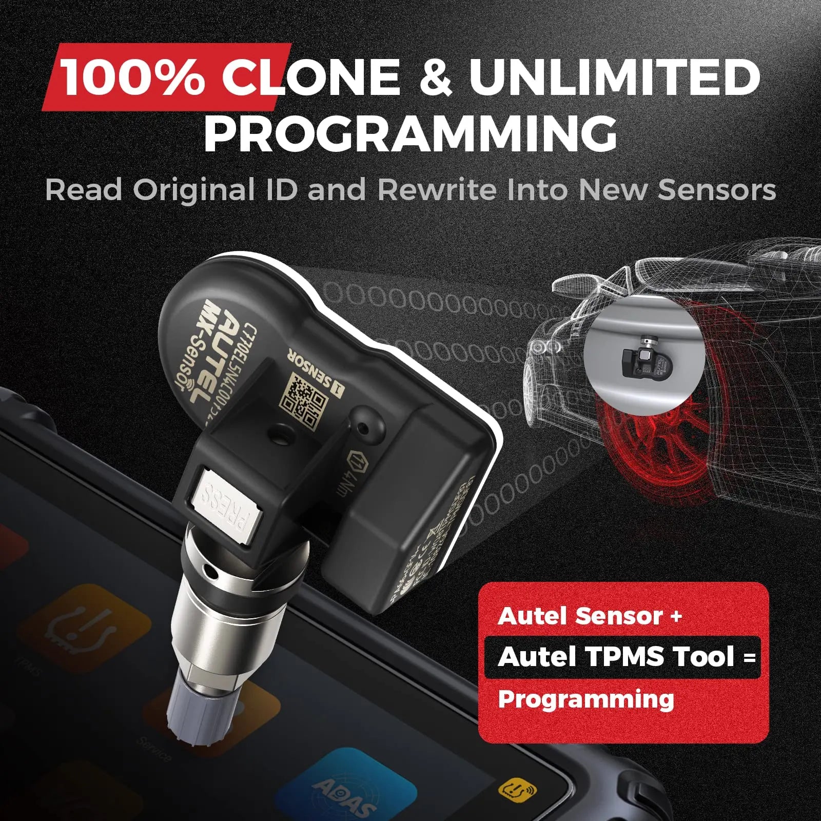 Autel MX Sensor TPMS 2-in-1 (315MHz+433MHz) - Universal TPMS Tire Pressure Sensor, Replace 98% OE, J1205/J120