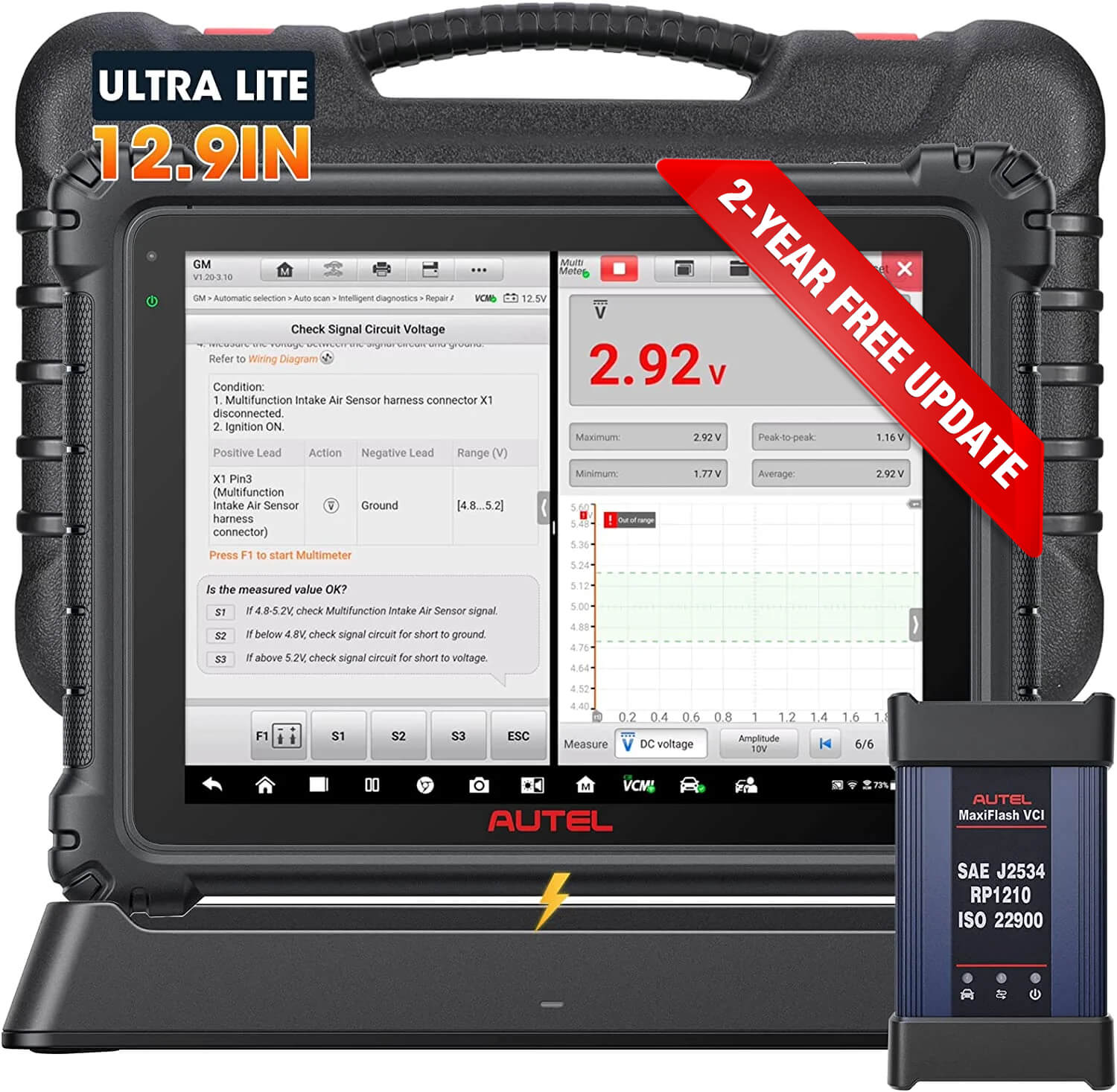 Autel MaxiCom Ultra Lite Scanner: 2-Year Free Update, 2024 Intelligent OBD2  Scan Tool with 40+ Service, Repair Tips, Updated of MS919/ MS909/ Elite