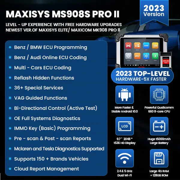 Autel MaxiSys MS908S Pro II Diagnostic Scan Tool with J2534 ECU Programming, Proven Solution for US Market, Active Tests, 36+ Special Functions, All Systems Diagnostics (Upgrated of MaxiSys Elite II, MK908P)