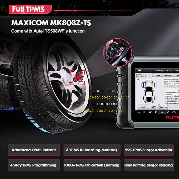 Autel MaxiCOM MK808Z-TS has Full TPMS Function