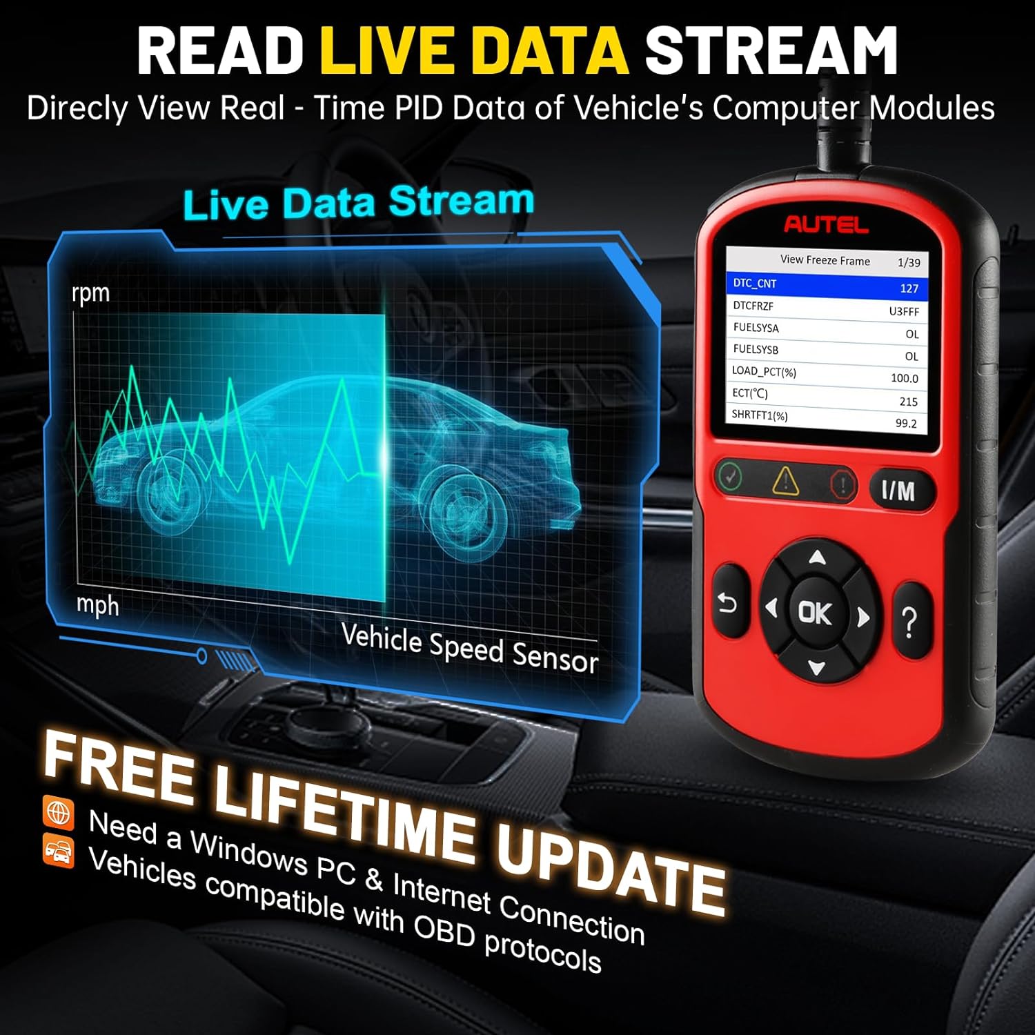 Autel OBD2 Scanner AL549(Upgraded Ver. of AL519/AL529) Code Reader with AutoVin, Read/Erase DTCs for ABS, Universal Car Battery Test, OBDII Scan with Live Data, Check Engine Fault OBD2 Diagnostic Tool