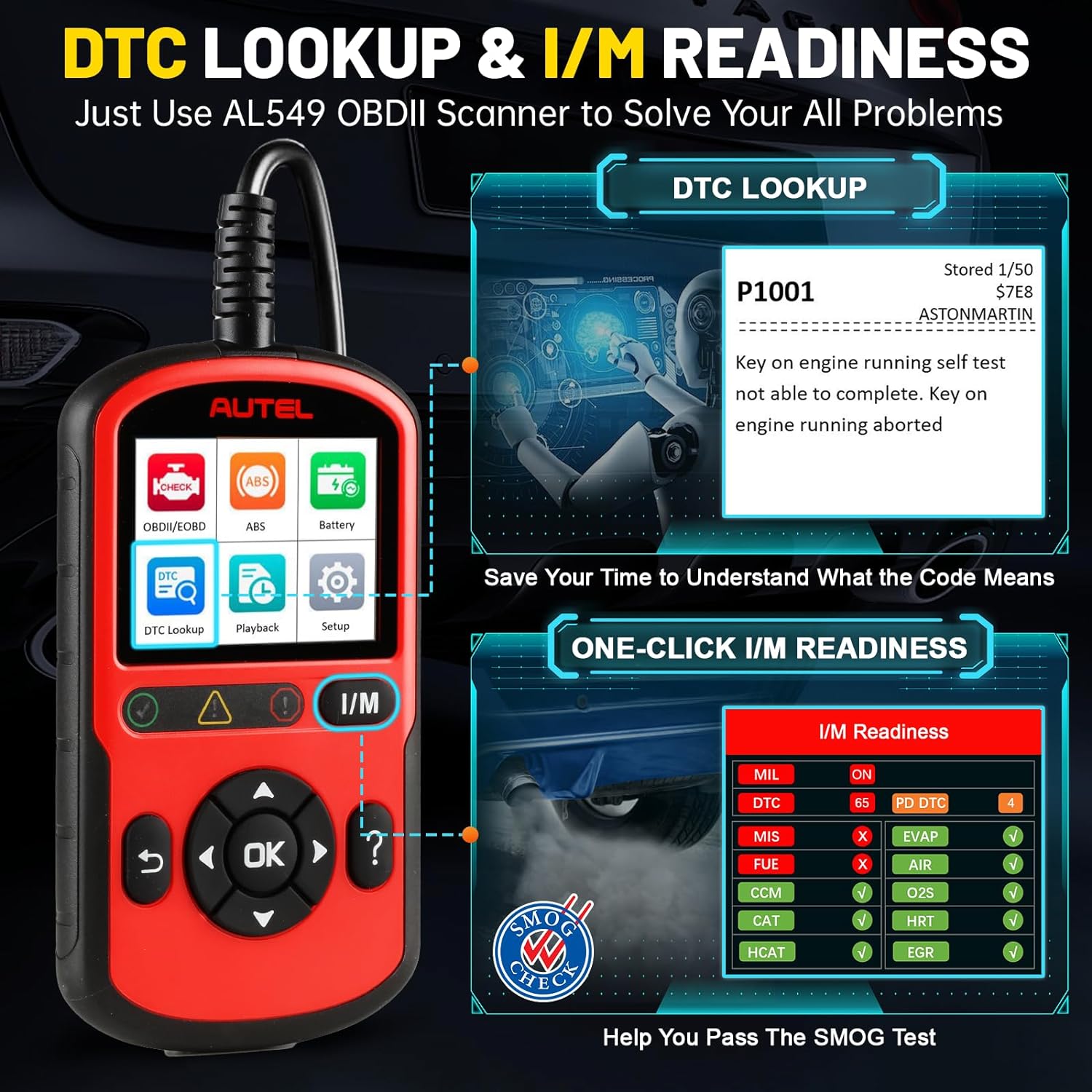 Autel OBD2 Scanner AL549(Upgraded Ver. of AL519/AL529) Code Reader with AutoVin, Read/Erase DTCs for ABS, Universal Car Battery Test, OBDII Scan with Live Data, Check Engine Fault OBD2 Diagnostic Tool