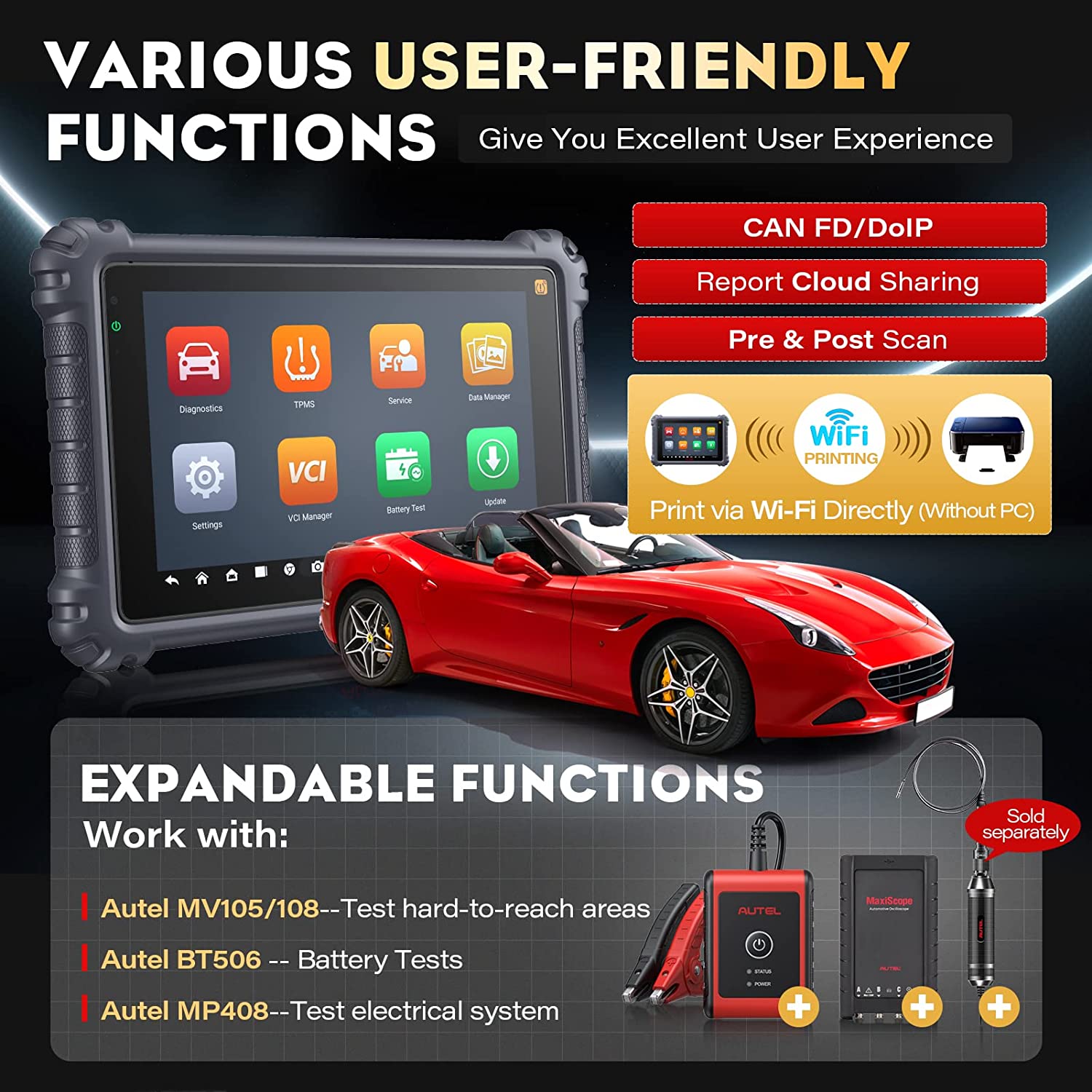Autel MaxiCOM MK906 Pro-TS Diganostic TPMS Scanner, ECU Coding, Bi-directional Control with 36+ Services Disgnostic Tool for Car