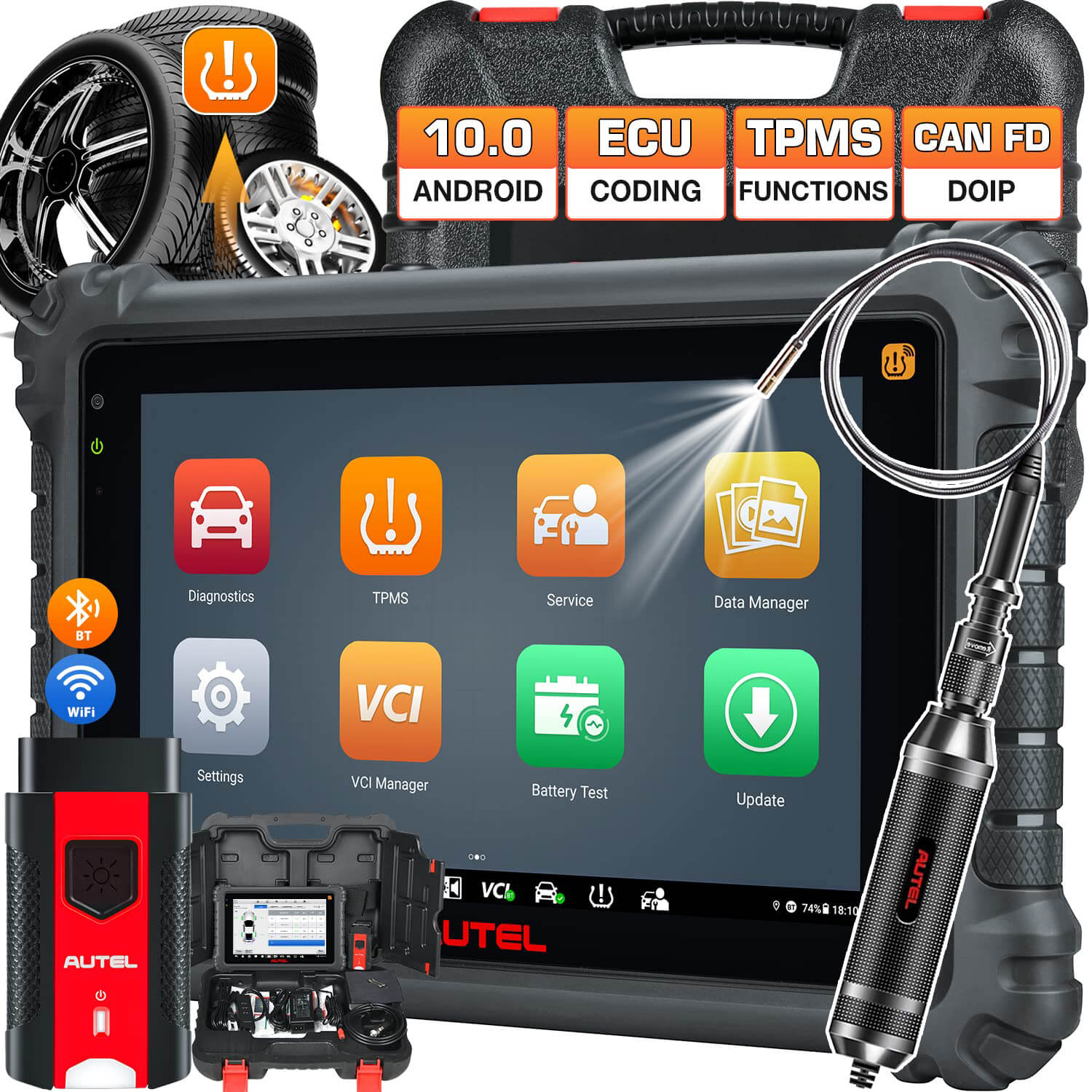 Autel MaxiCOM MK906 Pro-TS Diganostic TPMS Scanner, ECU Coding, Bi-directional Control with 36+ Services Disgnostic Tool for Car