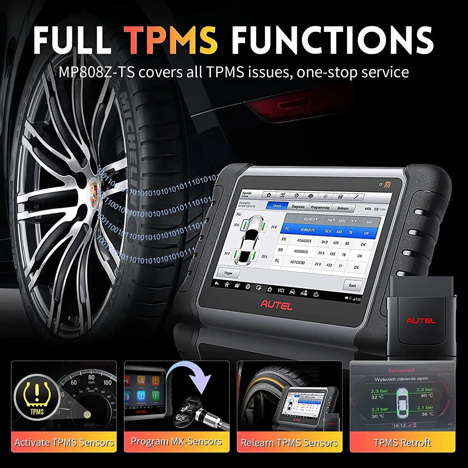 Autel MP808Z-TS with Full TPMS Functions for Vehicle Test