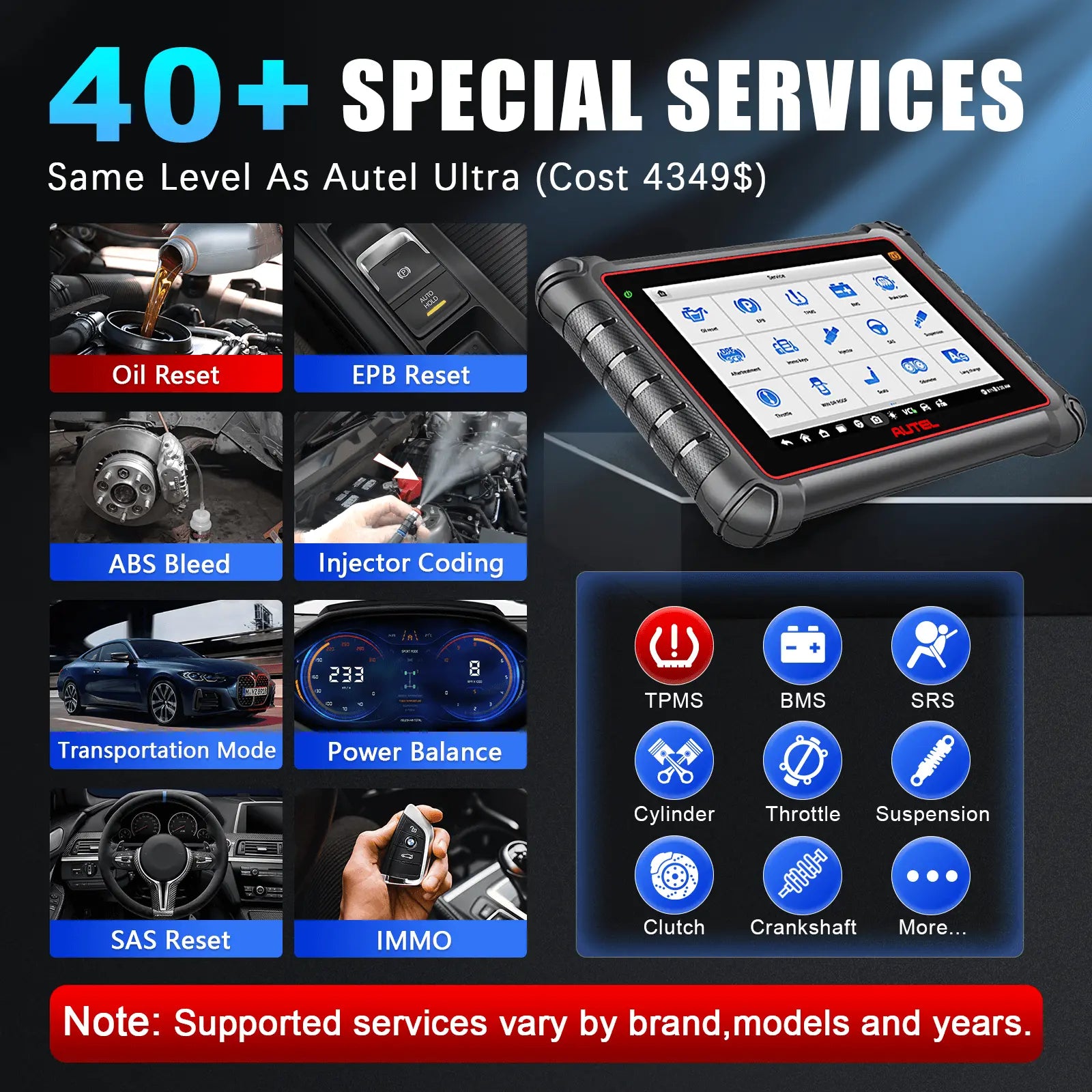 40+ special services with same leverl as Autel Ultra