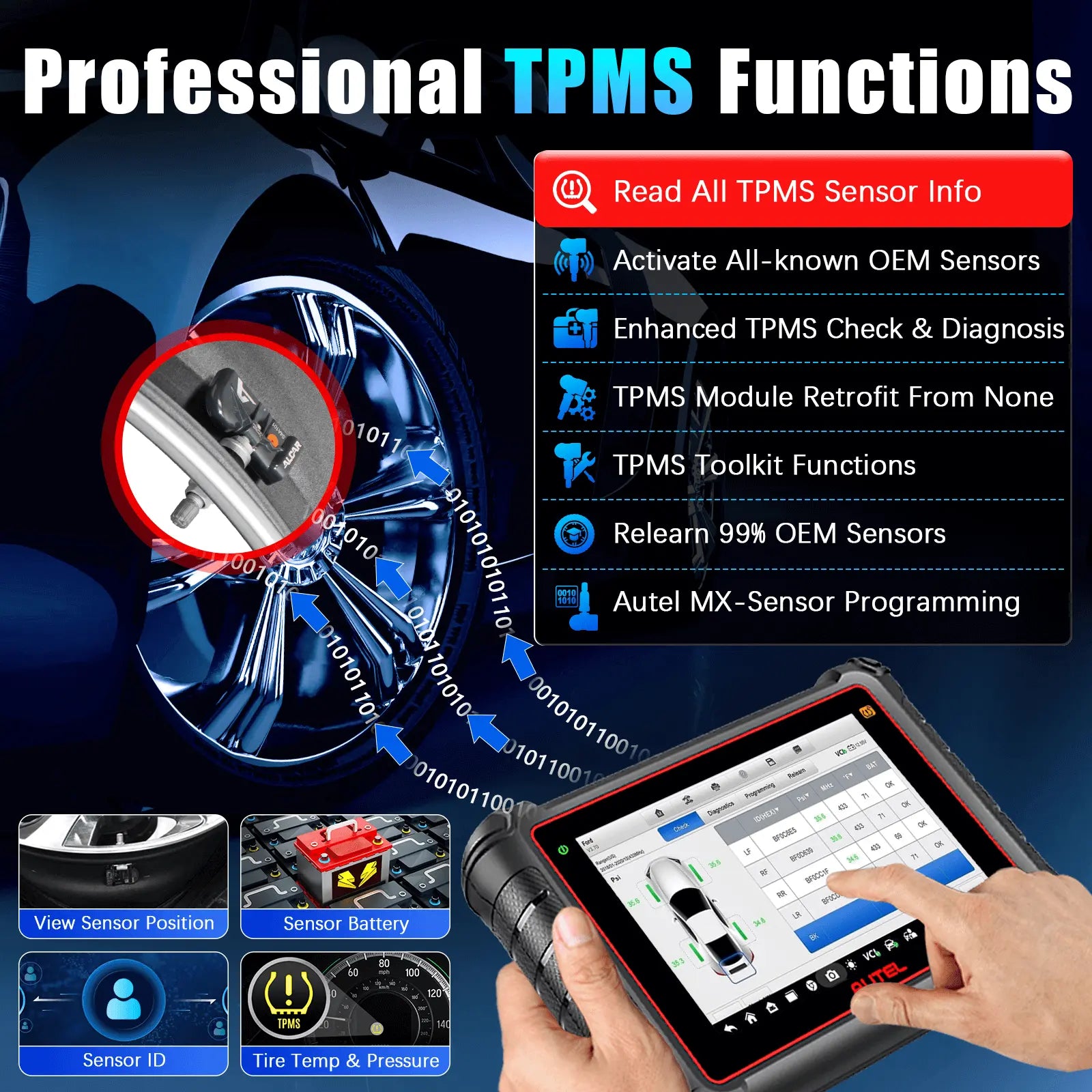 2024 Newest Autel MaxiPro MP900TS All System Diagnostic Scanner with TPMS Relearn Reset Programming Tool, WIFI Print Function, Upgraded of MP808Z-TS/MP808TS