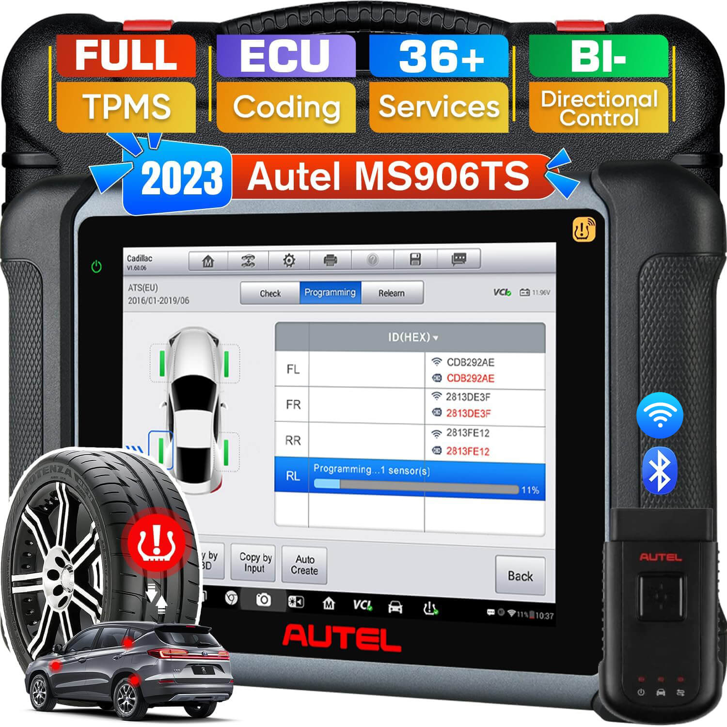 Autel Maxisys MS906TS Bidirectional OBD2 Diagnostic Scanner with TPMS Tool, advanced ECU Coding and Auto Scan 2.0, 36+ Service, Newer of MS906BT/MP808S-TS/MP808TS.