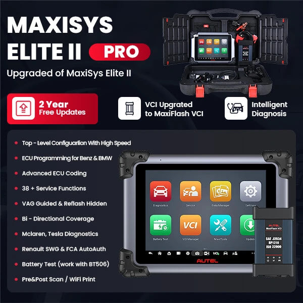 Autel MaxiSys Elite II Pro with MaxiFlash VCI ECU Programmning & Coding Intelligent Car Diagnostic Scanner Tool, 2 Years Free Update, upgraded Ver. Of Maxisys Elite, Elite II