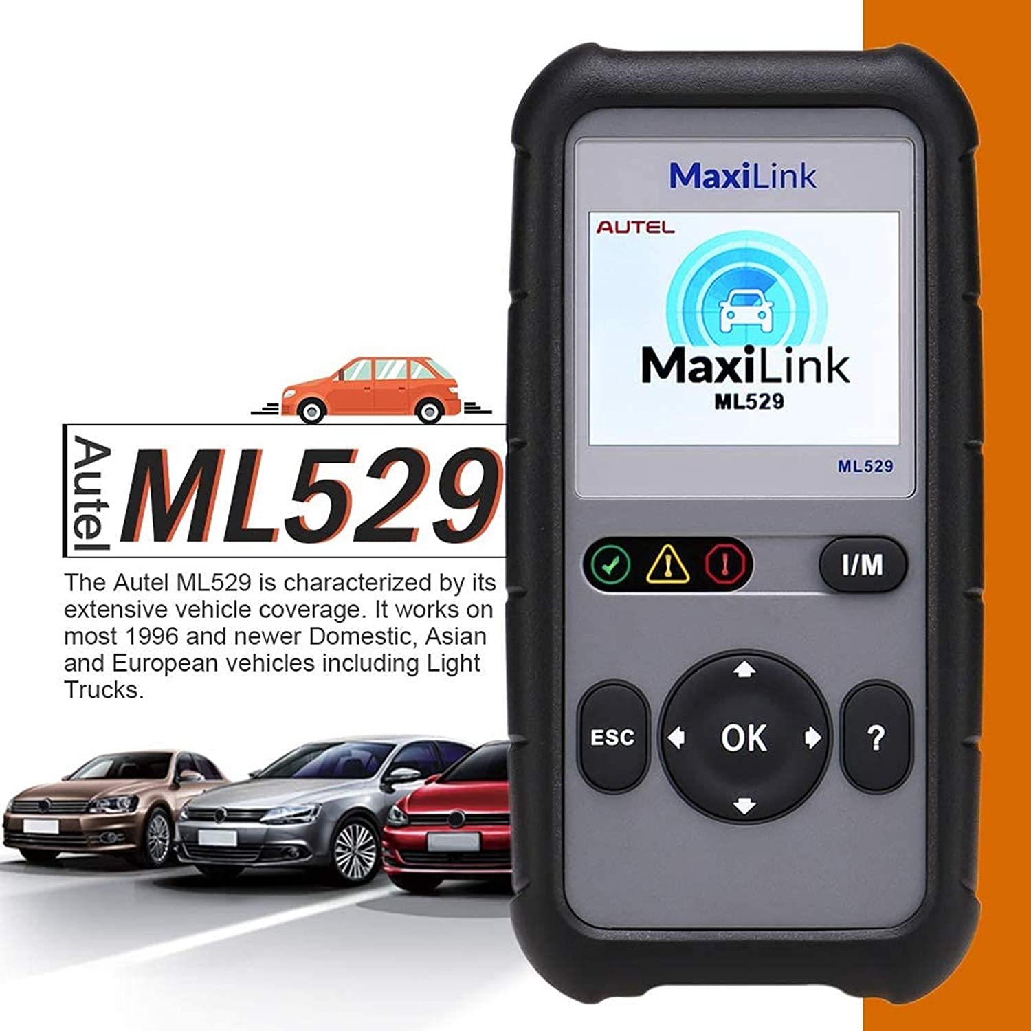 Autel OBD2 Scanner ML529 Code Reader Full OBD2 Functions for Turning off Engine Light O2 Sensor Test AutoVin DTC Lookup Free Online Update