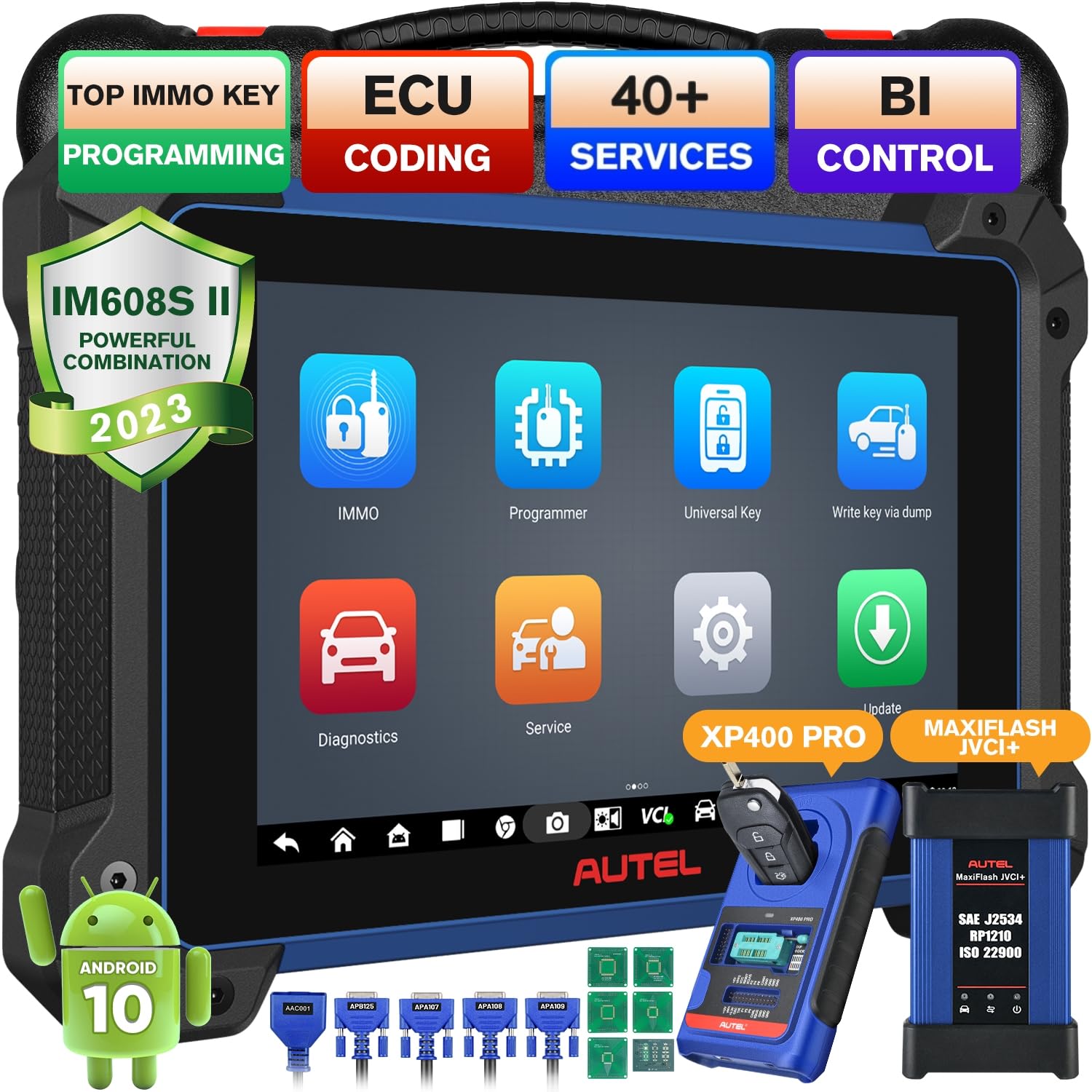Autel MaxiIM IM608 PRO II Key FOB Immobilizer Programming Tool with 2024 Android 10 Enhanced of IM608S/IM608 II, OE ECU Coding, Bi-Directional, GB+ 128GB, 40 Service