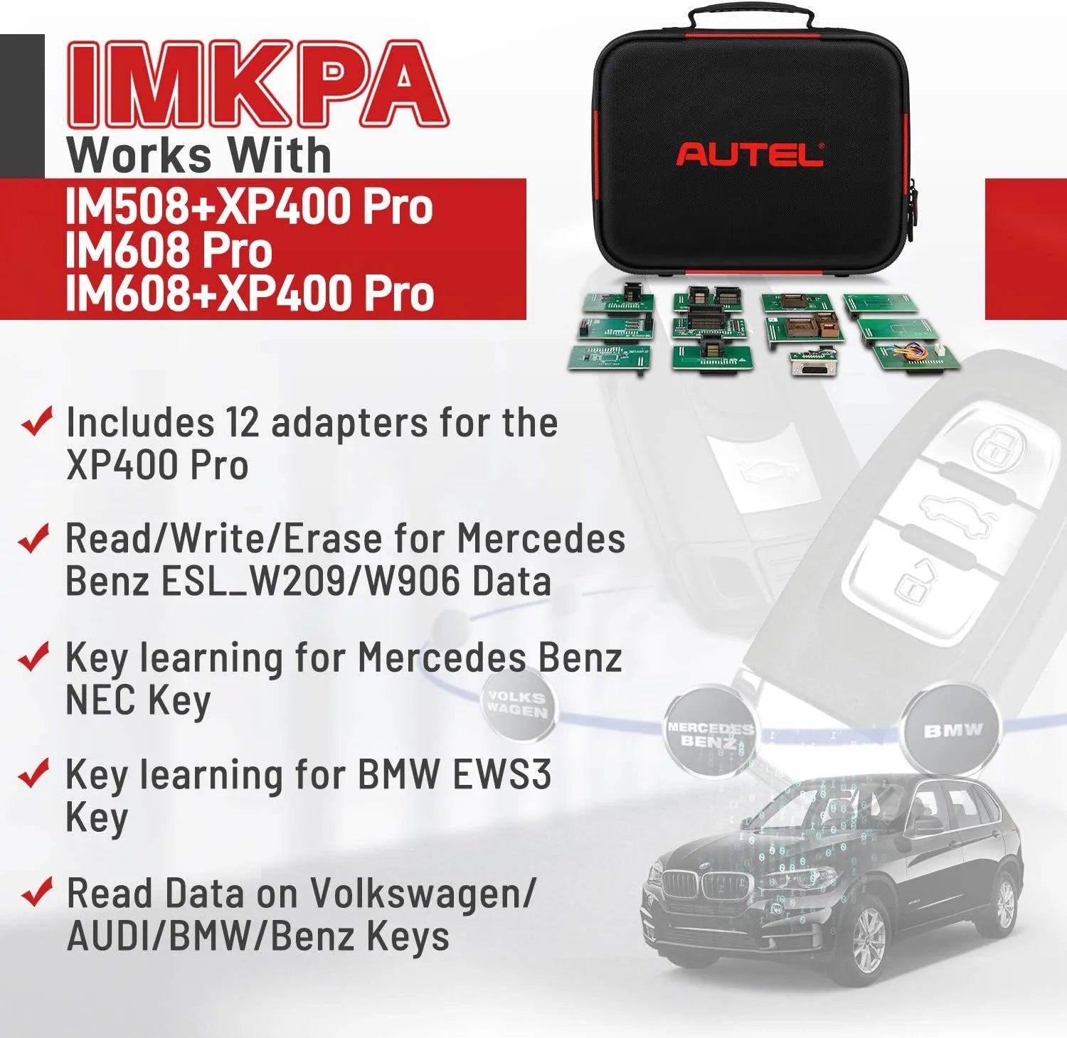 Autel XP400 Pro with IMKPA Adapters Key Programming Accessory Tool Kit Bundle, Compatible with IM608 and IM508 Diagnostic Tool