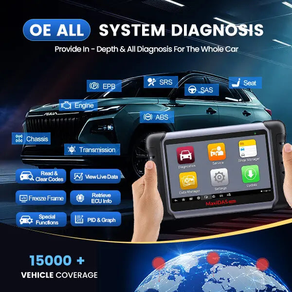 Autel MaxiDAS DS808S: Advanced OBD II Automotive Full System Diagnostic Scanner with ECU Coding and Bi-Directional Control - Multi-Language Support and 30+ Services