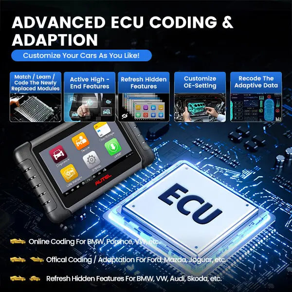 Autel MaxiDAS DS808S: Advanced OBD II Automotive Full System Diagnostic Scanner with ECU Coding and Bi-Directional Control - Multi-Language Support and 30+ Services