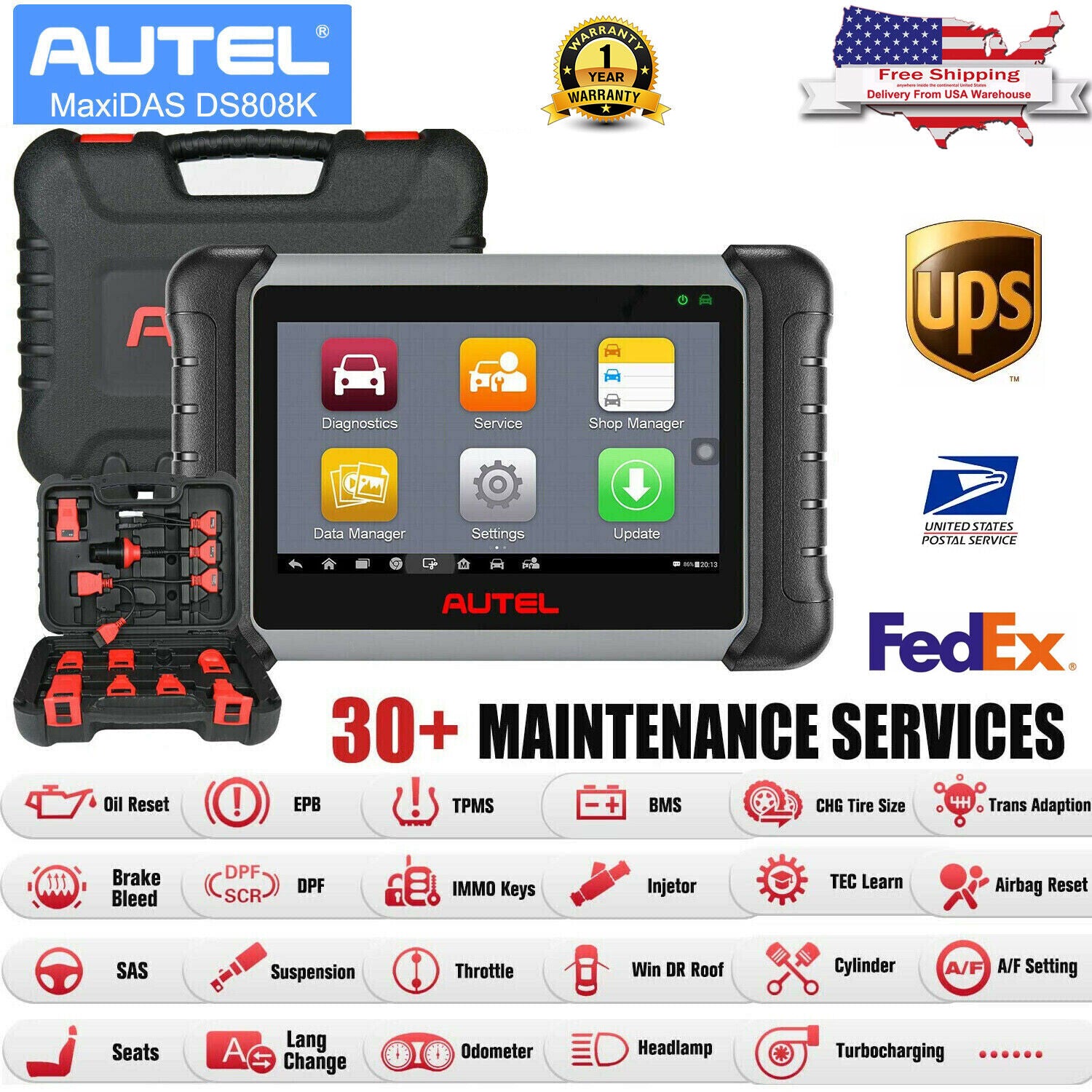 Autel MaxiDAS DS808K has 30+ maintenance service
