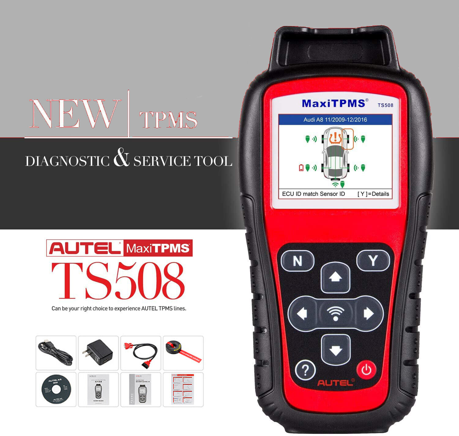 Autel TS508WF TPMS Relearn Reset Diagnostic Tool Tire Pressure Sensor Programming , 2024 Newest Upgraded of TS501, TS408, Program MX-Sensors(315/433 MHz), Activate/Relearn All Sensors, TPMS Reset, Read/Clear TPMS DTCs