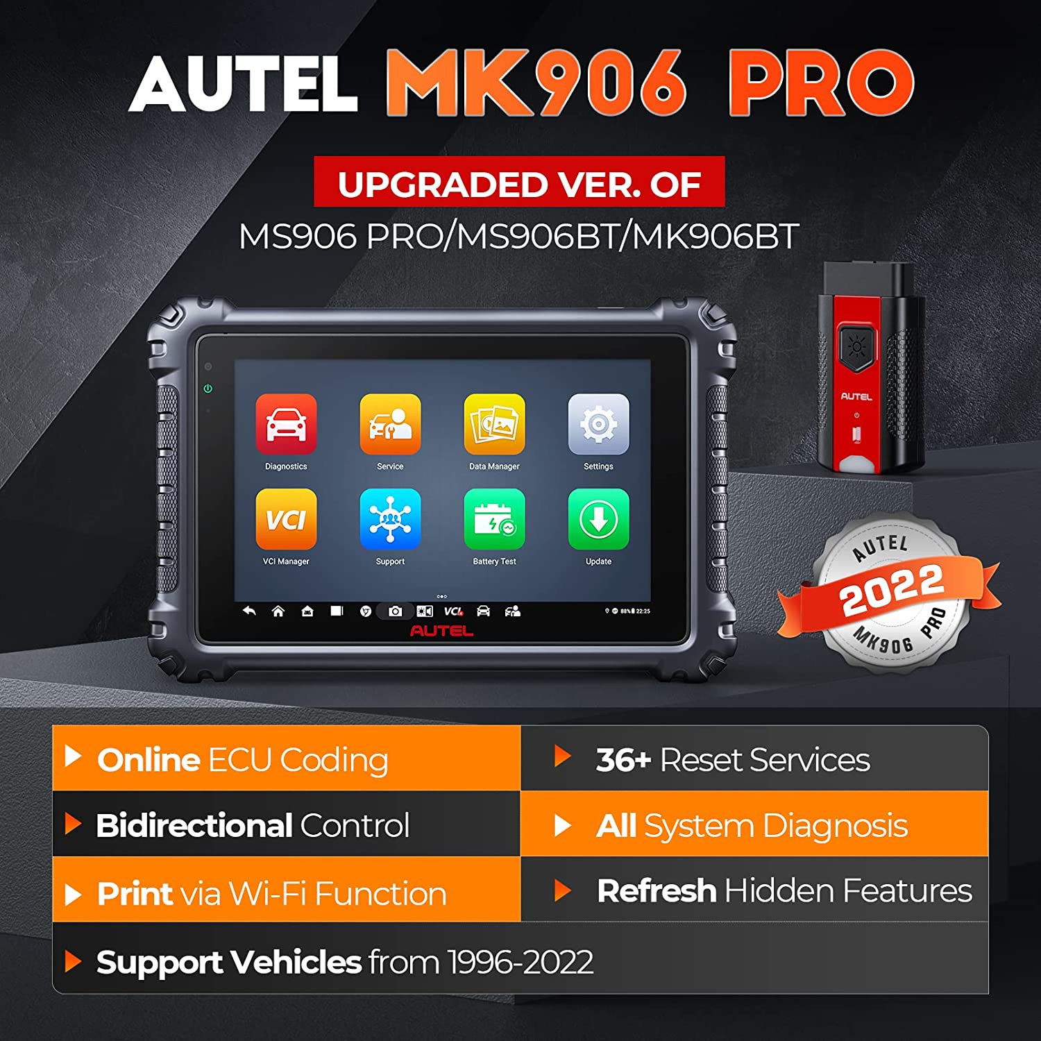 Autel MaxiCOM MK906 Pro Diagnostic Scanner Upgrade of Autel MaxiSys MK906 Pro + MV108