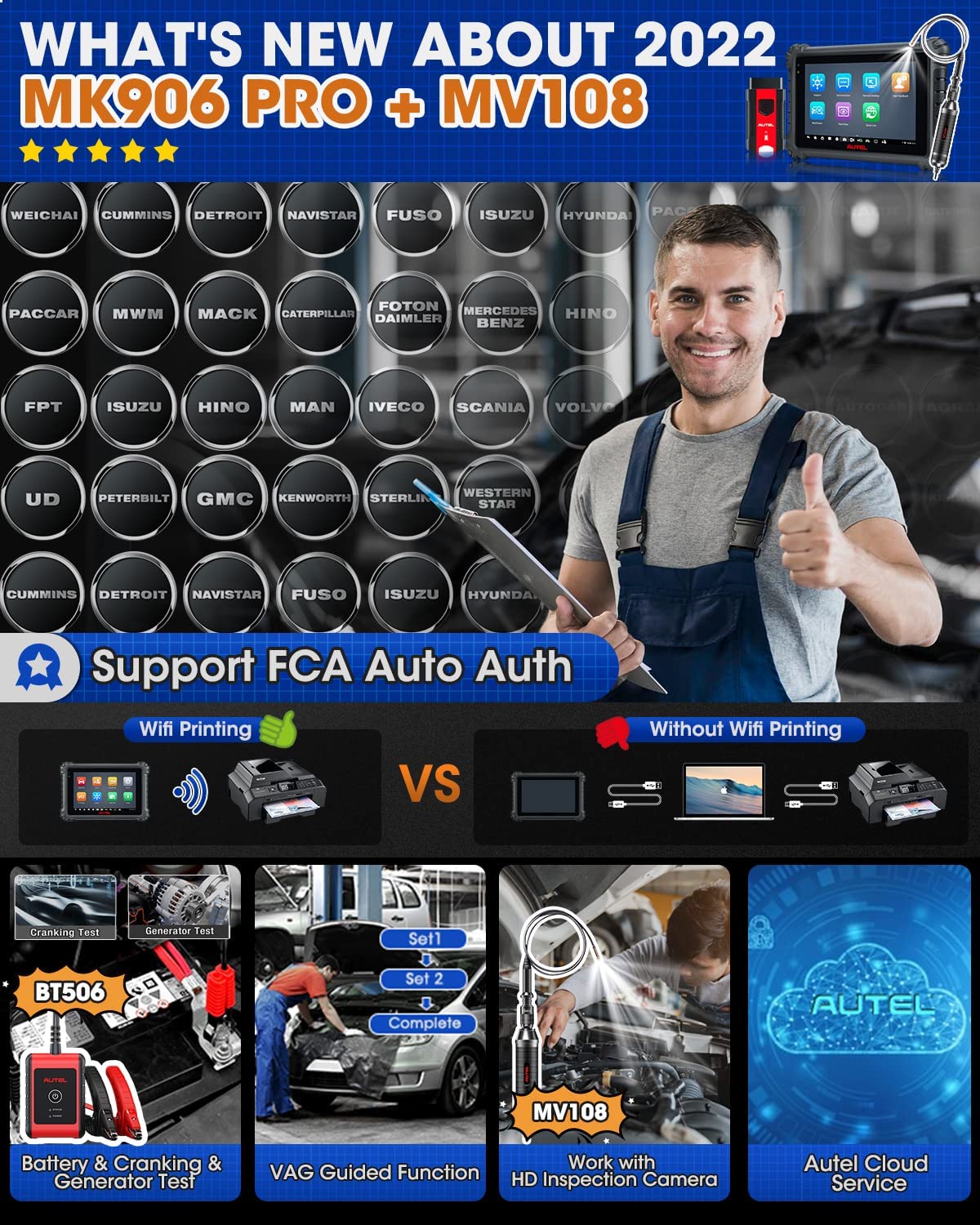 Autel Scanner MaxiCOM MK906 Pro with $60 MV108, 2024 Newest Car Diagnostic Tool, ECU Coding & Bi-Directional, VAG Guided, 36+ Service, DoIP/ CAN FD, Global Model of MS906 Pro MS906BT MS906, FCA Access