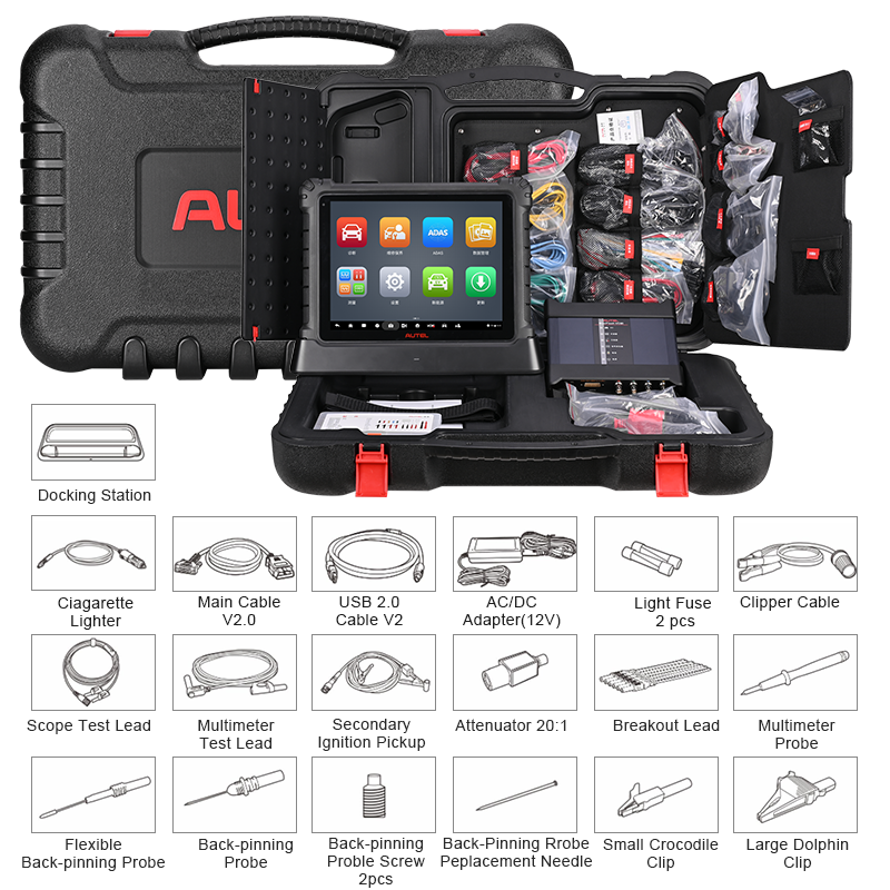 The packing list of autel maxisys ultra car diagnostic tool
