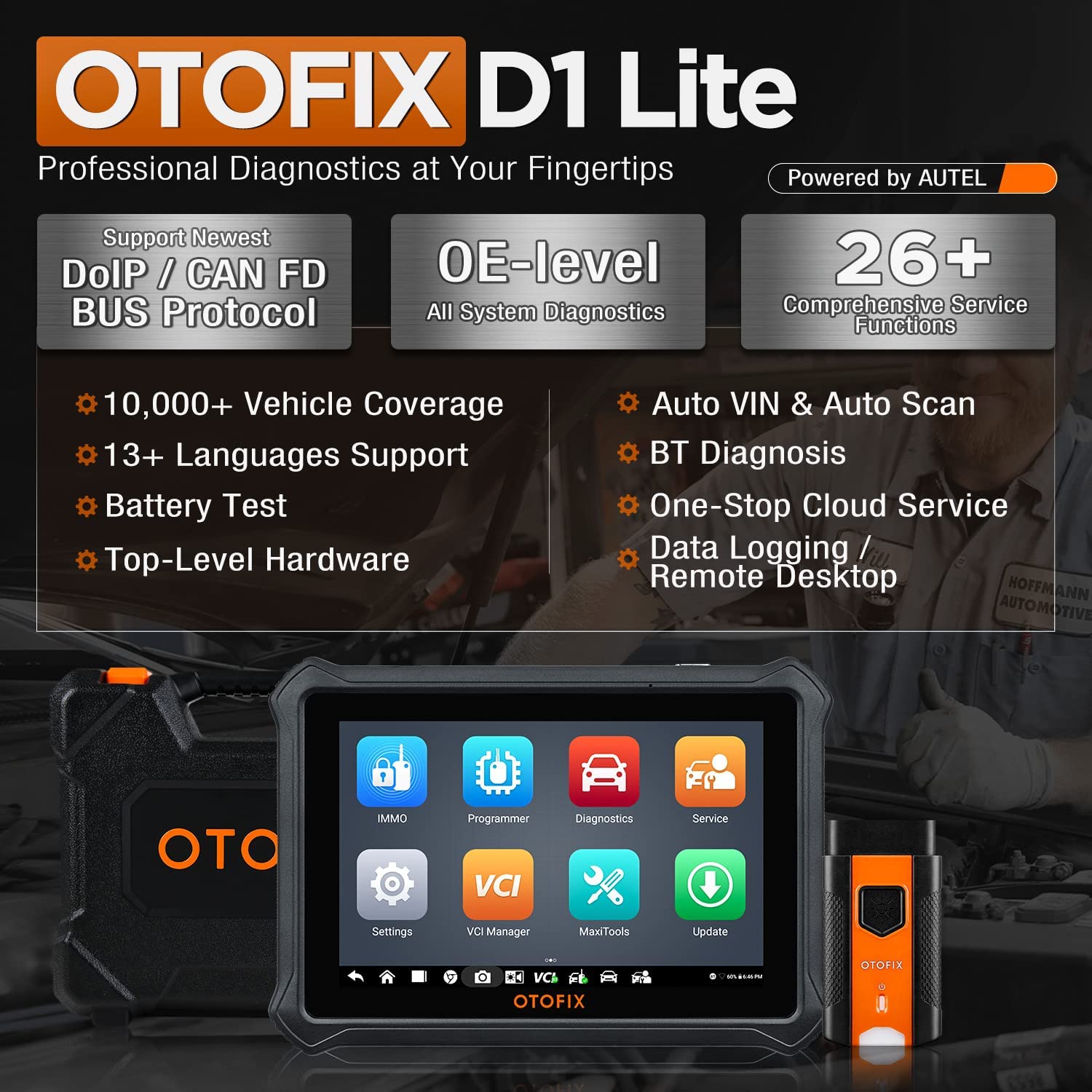 OTOFIX D1 Lite Car Diagnostic Scan Tool, 2022 New Model Automotive Scanner, 13+ Language, 26+ Reset Service, Data Logging, All System Diagnostic, Work with BT1 Lite Battery Tester, FCA SGW AutoAuth