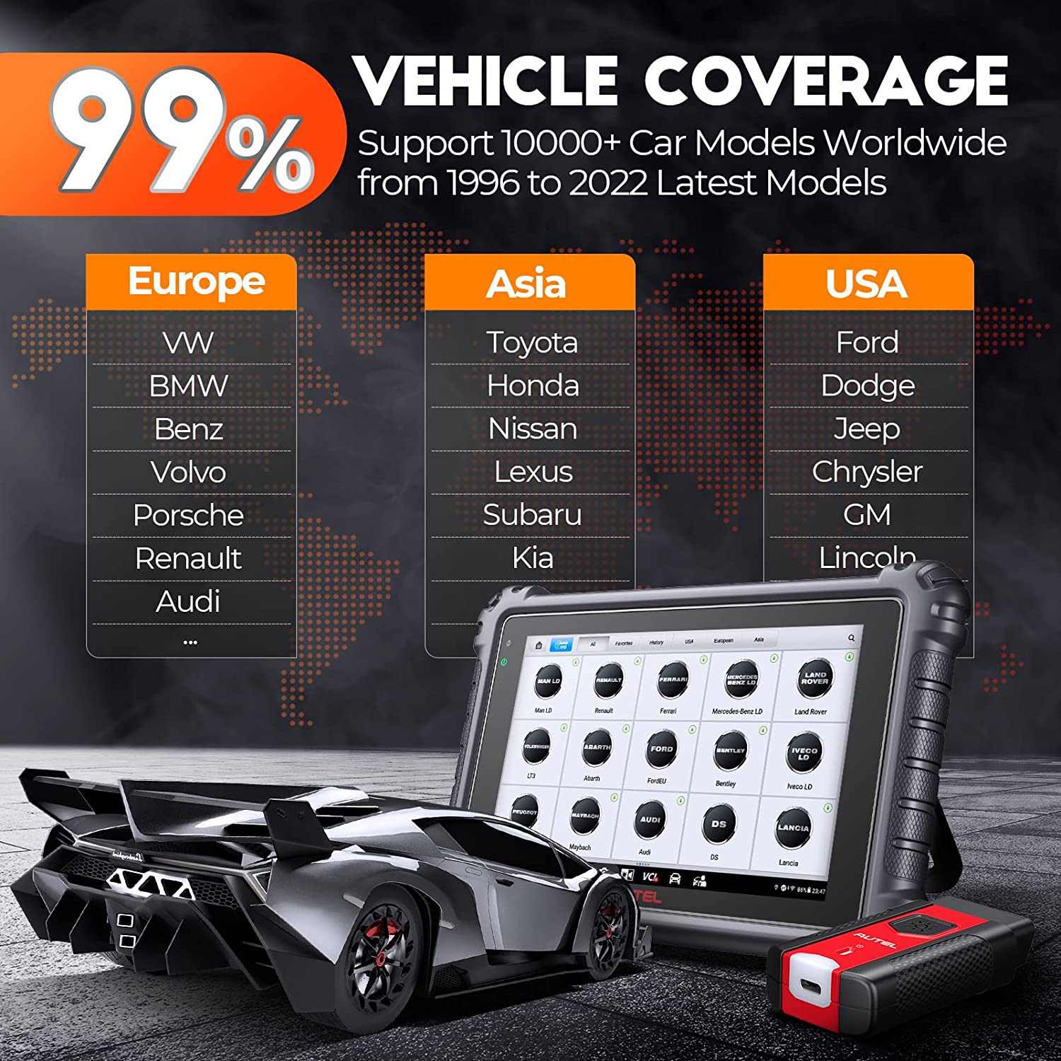 Autel MK906 Pro  vehicle coverage more than 10000+