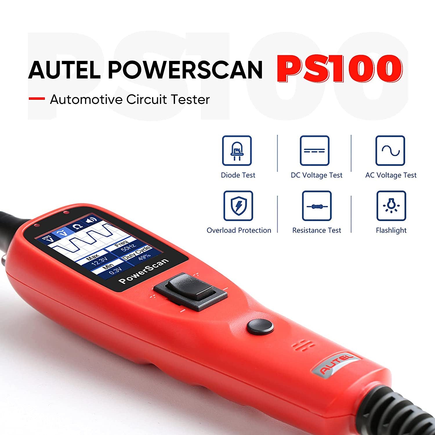 Autel PowerScan PS100 Automotive Circuit Tester Power Circuit Probe Kit Electrical System Diagnostic Tool 12V 24V