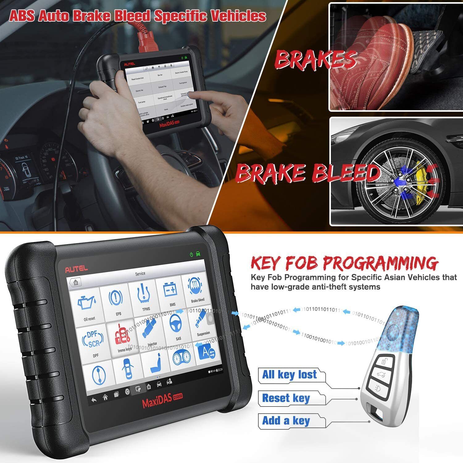 The Key Fob Gramming function of Autel MaxiDAS DS808K can add a  key