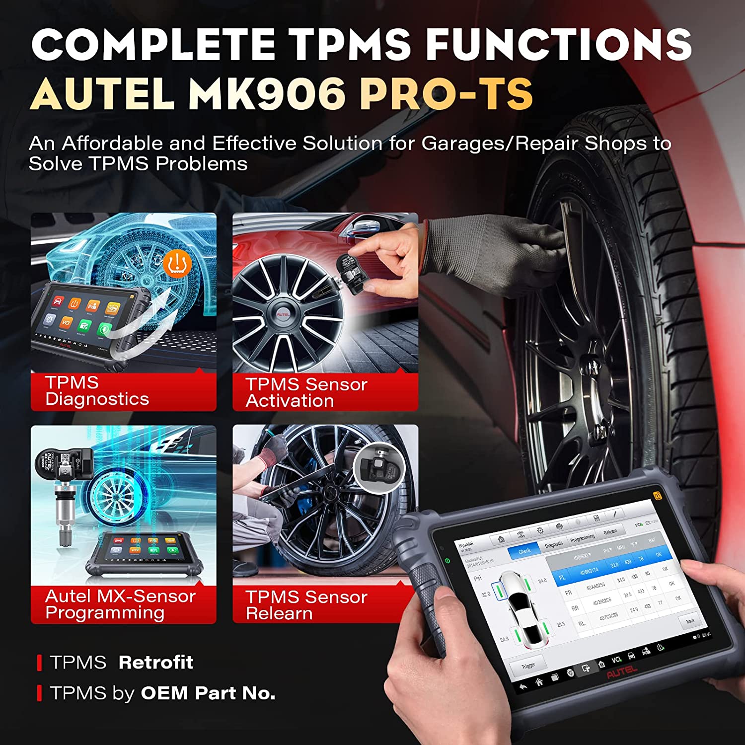 Autel MK906 Pro-TS has TPMS functions
