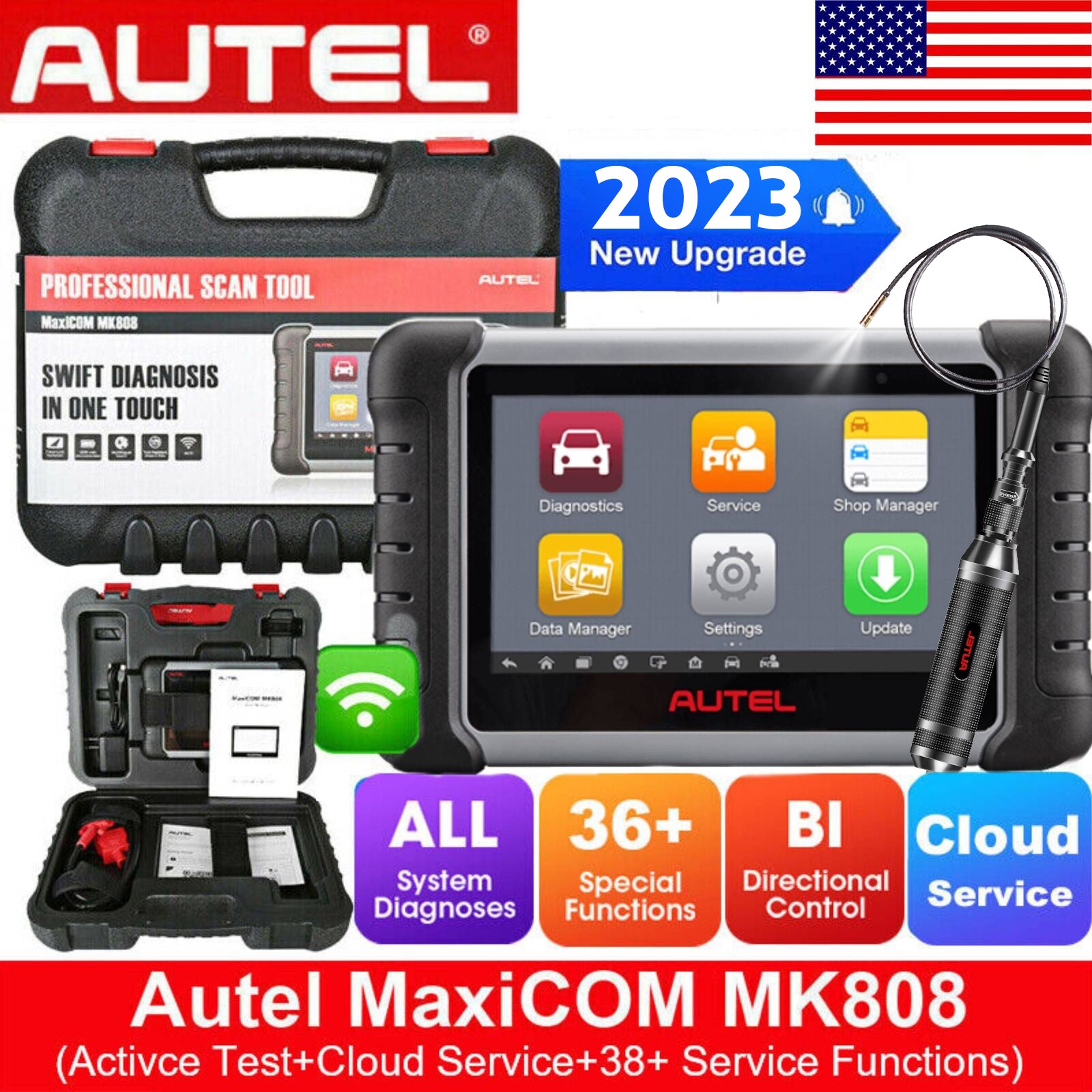 Autel Scanner MK808Z OBD II Car Diagnostic Tool with Key Coding/ Code Reader/ TPMS IMMO Diagnosis Functions Tablet