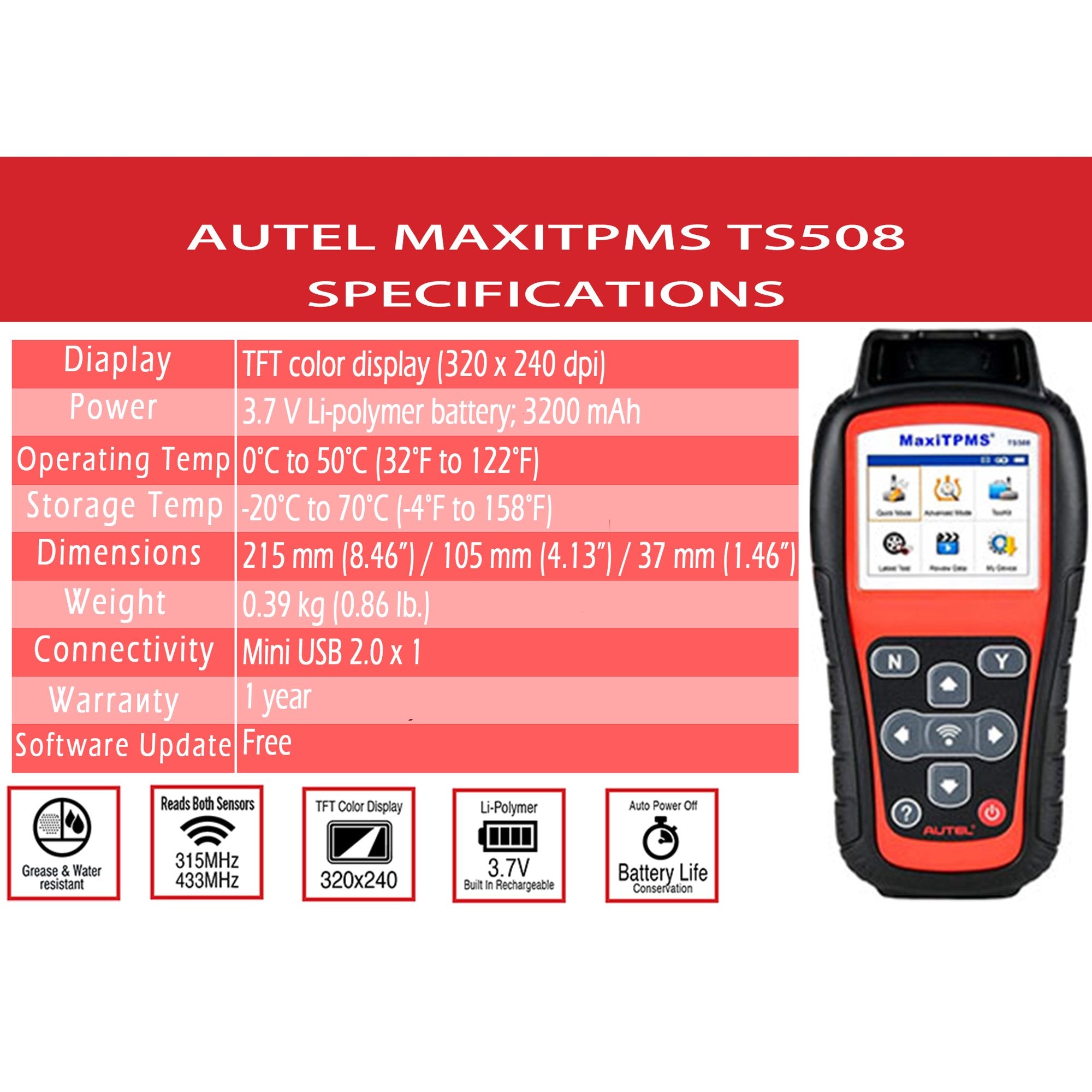 Autel MaxiTPMS TS508WF TPMS Relearn Tool, Activate Read Clone Copy TPMS Sensor Program MX Sensor Read/Clear TPMS DTCs Check Key FOB Free Lifetime Update Better TS408 TS508
