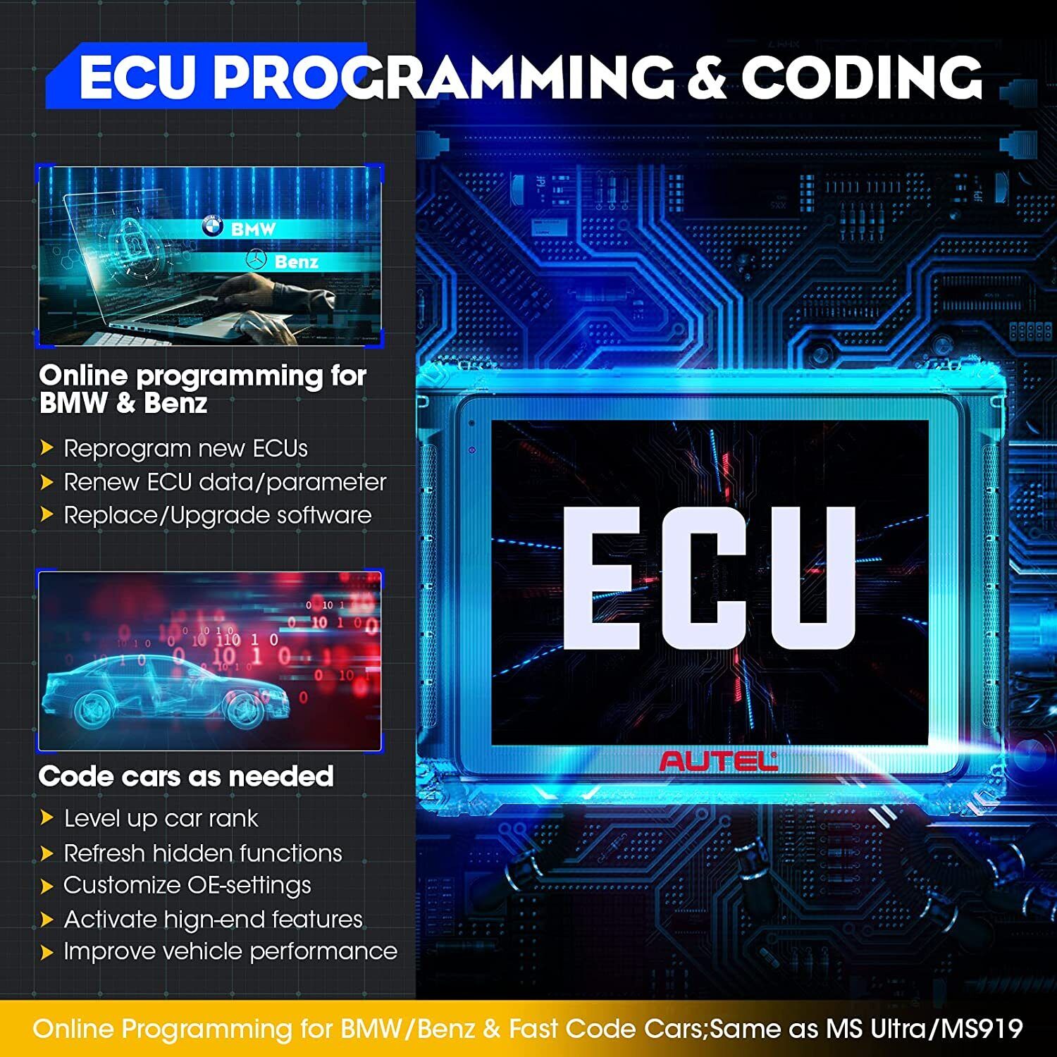 Autel MaxiSys Ultra Lite Automotive Full Systems Diagnostic Tool VCI ECU Coding, Advanced ECU Coding & Programming