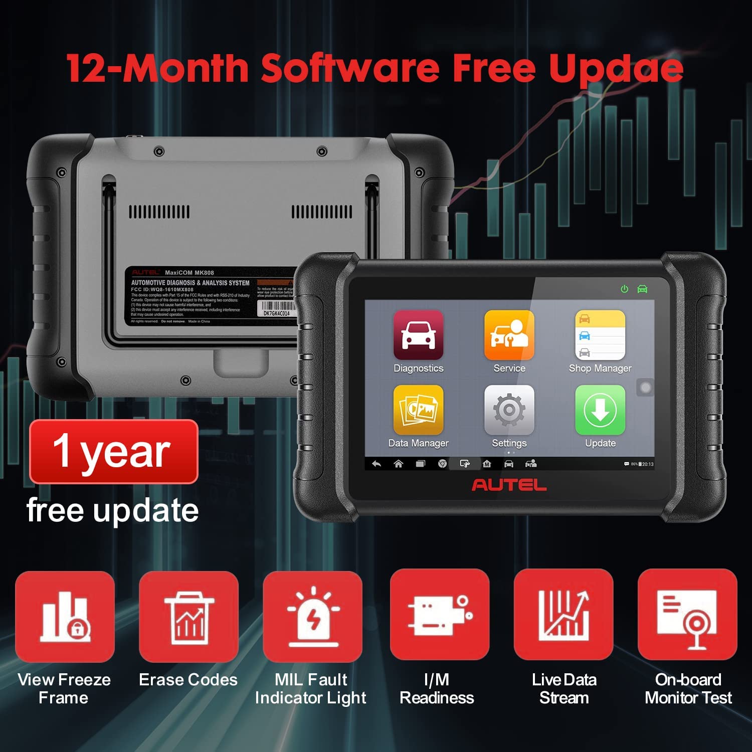 Autel DS808K come with 1 year free software update 