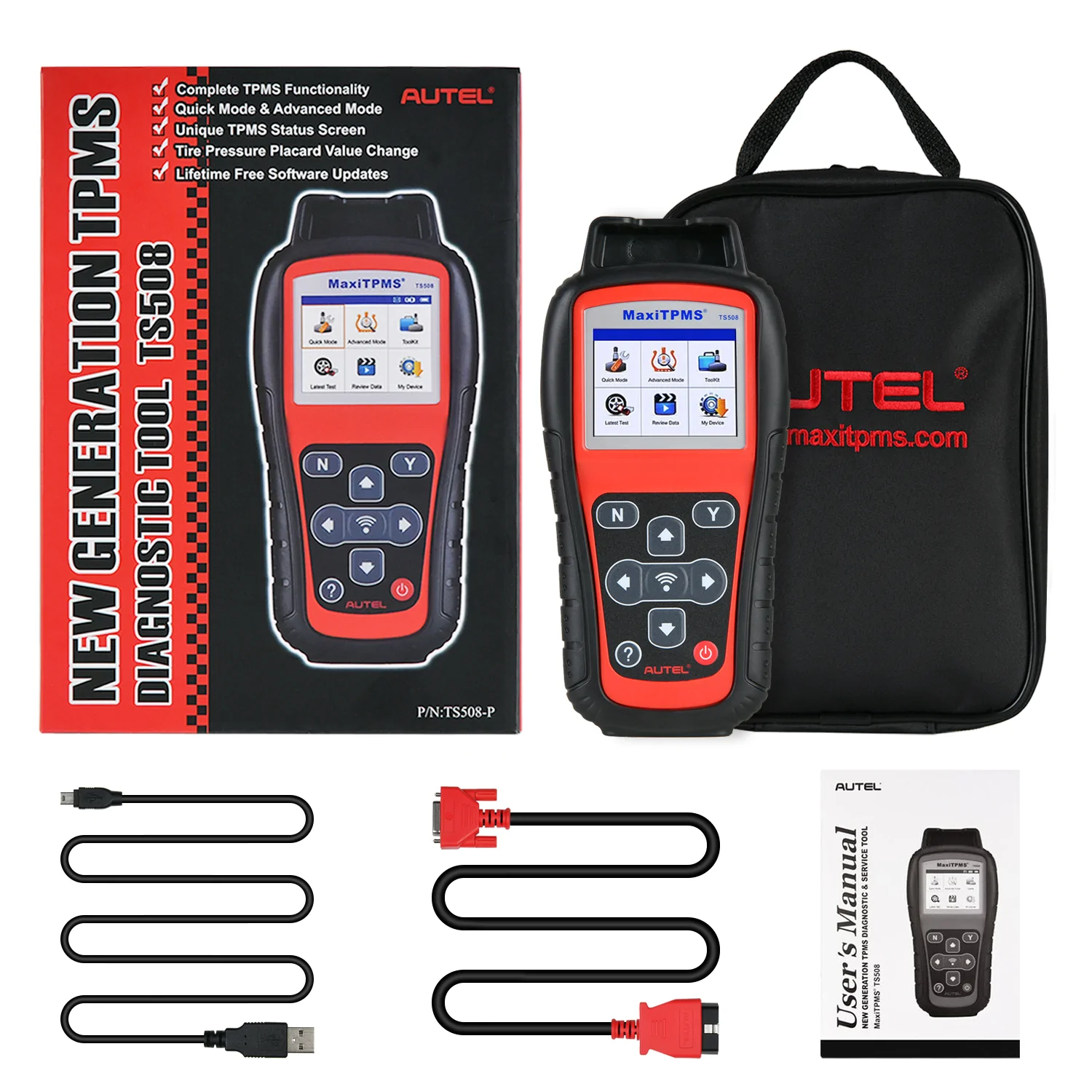 MaxiTPMS TS508WF Autel TPMS Diagnostic & Service Tool Car Tire Pressure Monitoring System, TPMS Reset Tool, Activate & Relearn Sensors