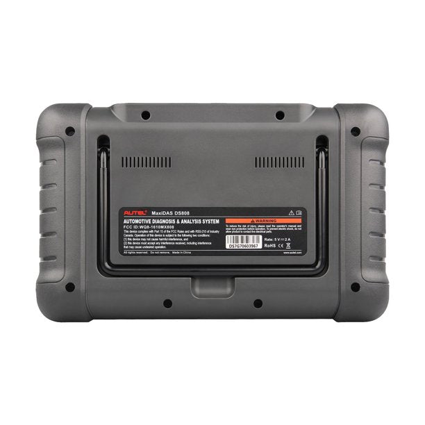 The Autel MaxiDAS DS808K has item information on the back