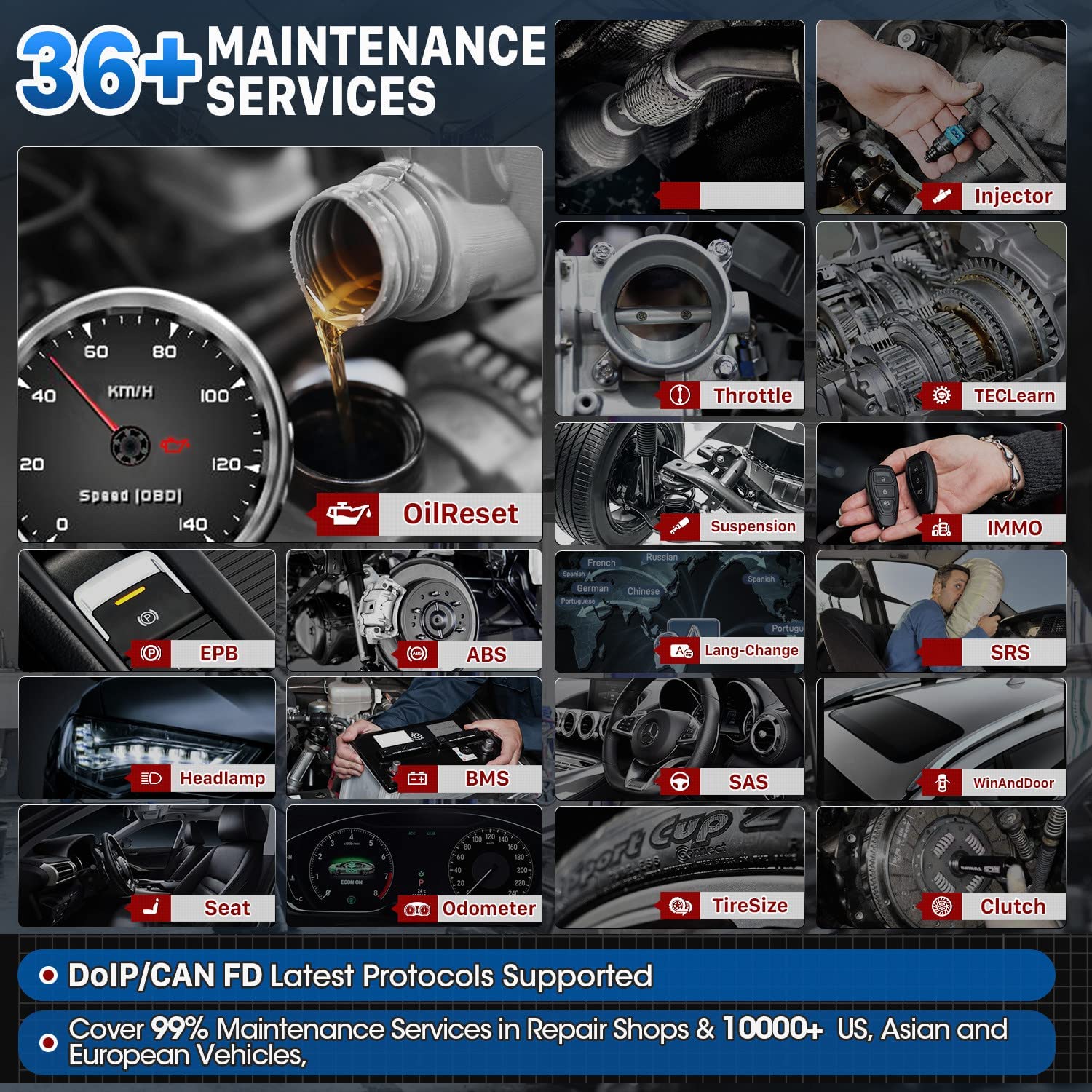 Autel MK906 Pro has 36+ maintenance services