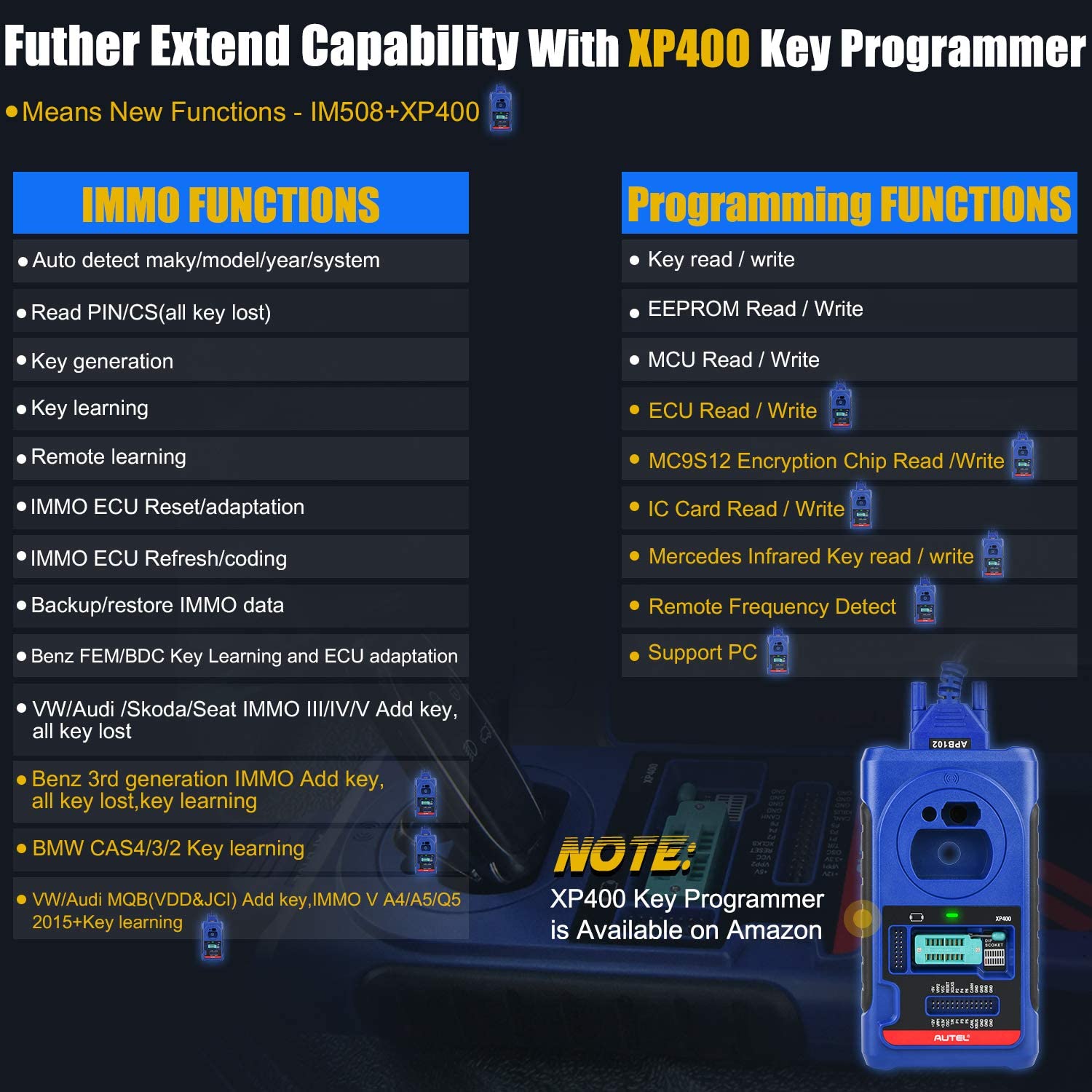 The autel im508 ecu  programming need to use with XP400Pro 