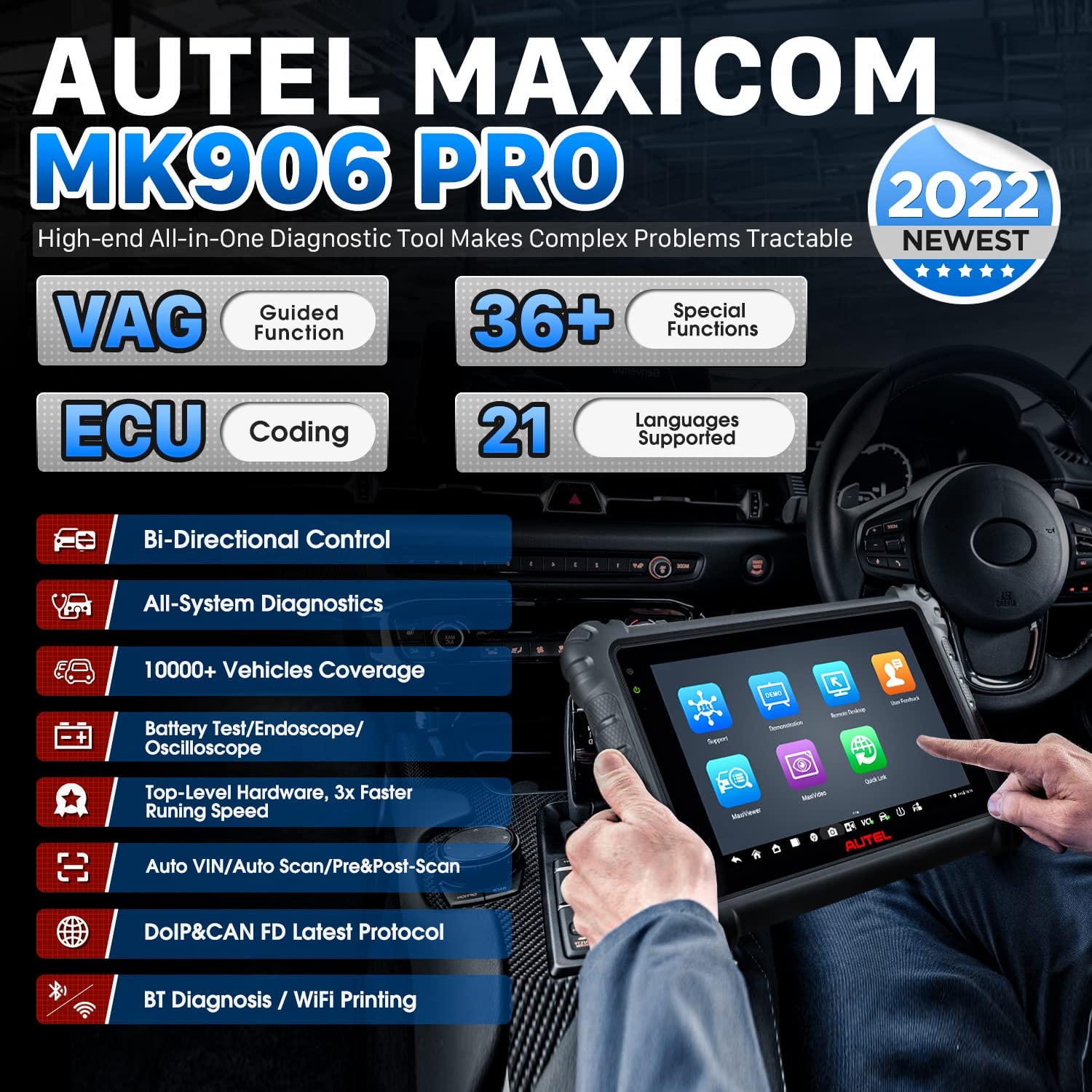 Autel Maxicom MK906Pro  is high-end All -in-one diagnostic tool