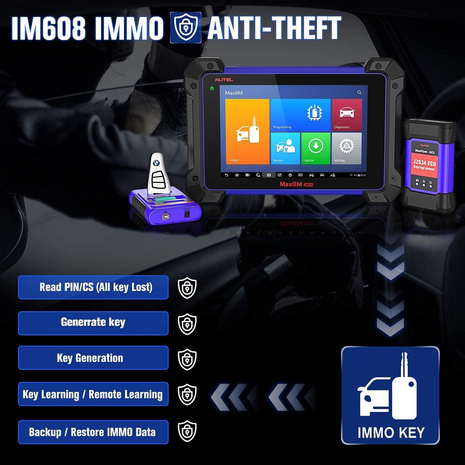 Autel MaxiIM IM608 key programmer has IMMO and Anti-Theft