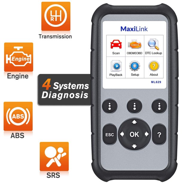 Autel MaxiLink ML629 ABS SRS Transmission Engine Diagnosis Enhanced CAN OBD2 Scanner , Advanced Ver. of AL619, ML619，Auto VIN Scan Tool Turn Off Check Engine Light