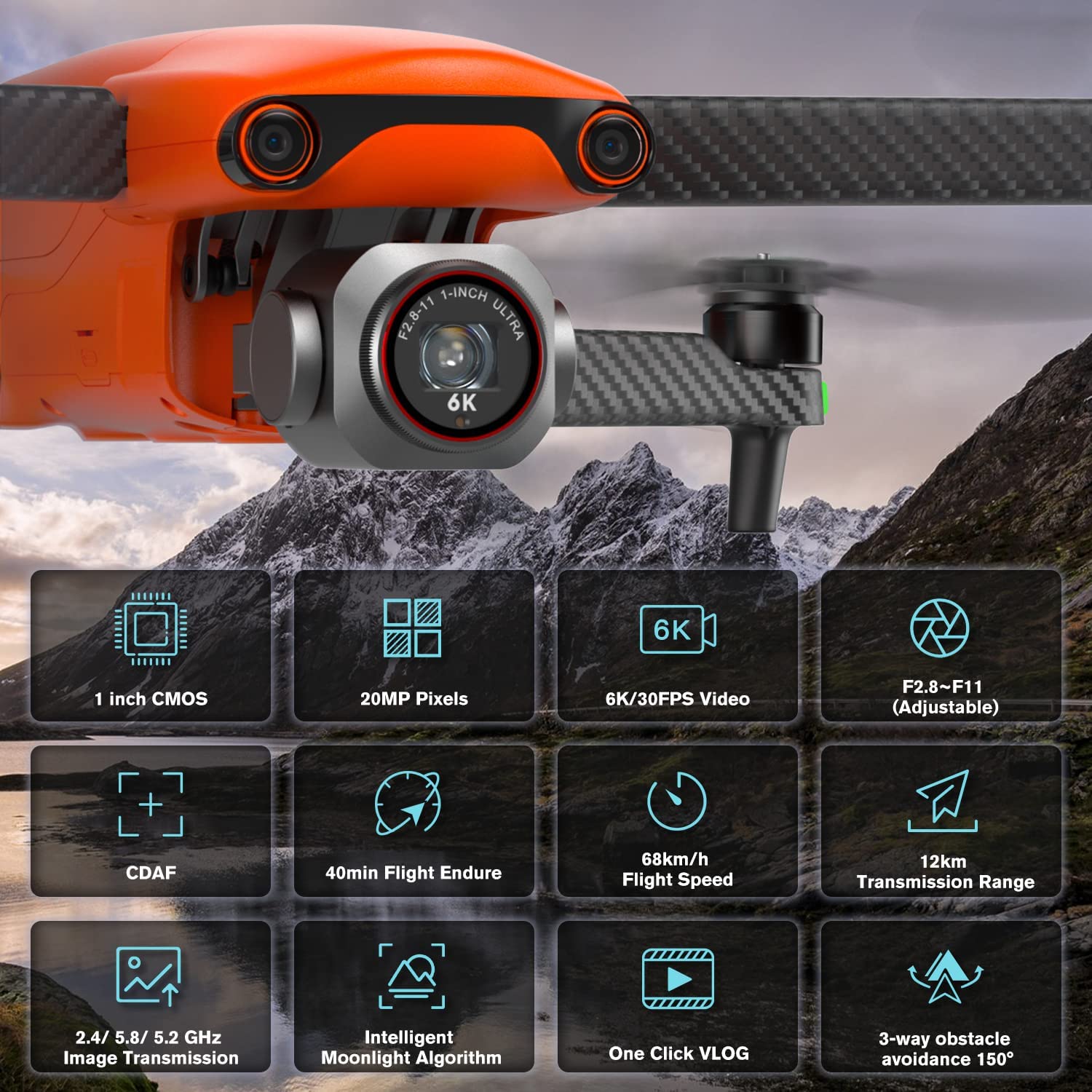 Autel Robotics EVO Lite+ Premium Bundle - 6K Video Drone with 1" CMOS Sensor, Adjustable Aperture F2.8-F11, 3-Axis Gimbal, 3-Way Obstacle Avoidance, 40Min Flight Time, 7.4 Miles Transmission