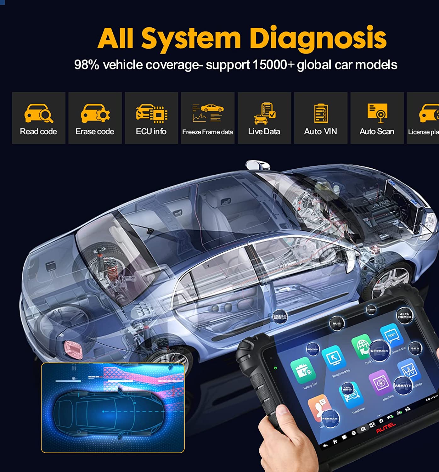 Autel Scanner MaxiCOM MK906 Pro: 2024 Upgrade Version of MS906 Pro/MK906BT, Bi-Directional Control Scan Tool with Advanced ECU Coding, 36+ Services, Guided Function, AutoAuth for FCA SGW