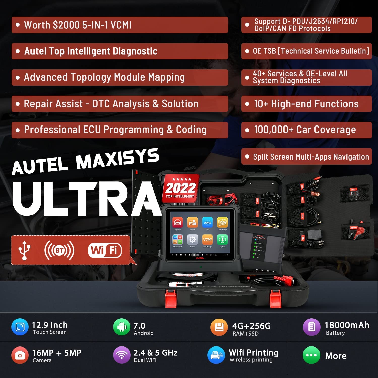 Autel Scanner MaxiSys Ultra, Top Car Intelligent Diagnostic Scan Tool ...