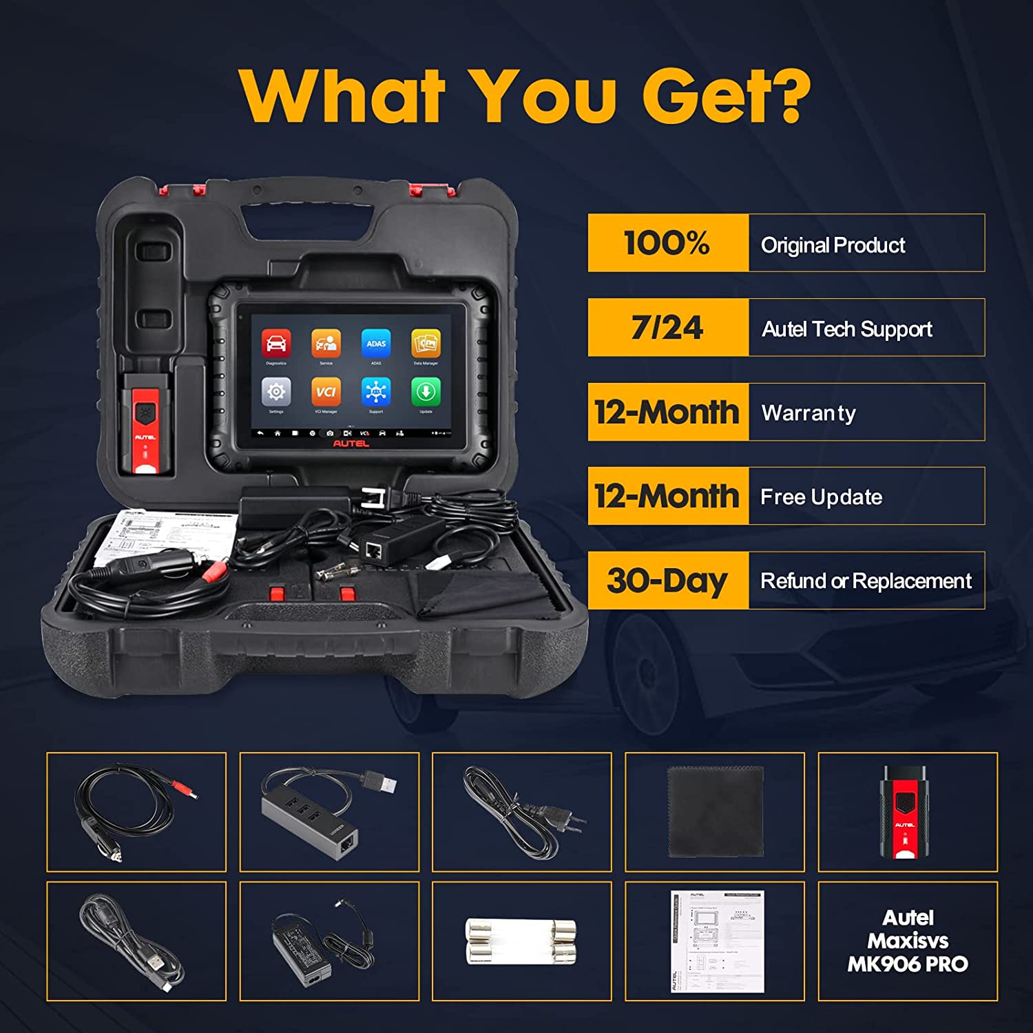 Autel Scanner MaxiCOM MK906 Pro: 2024 Upgrade Version of MS906 Pro/MK906BT, Bi-Directional Control Scan Tool with Advanced ECU Coding, 36+ Services, Guided Function, AutoAuth for FCA SGW