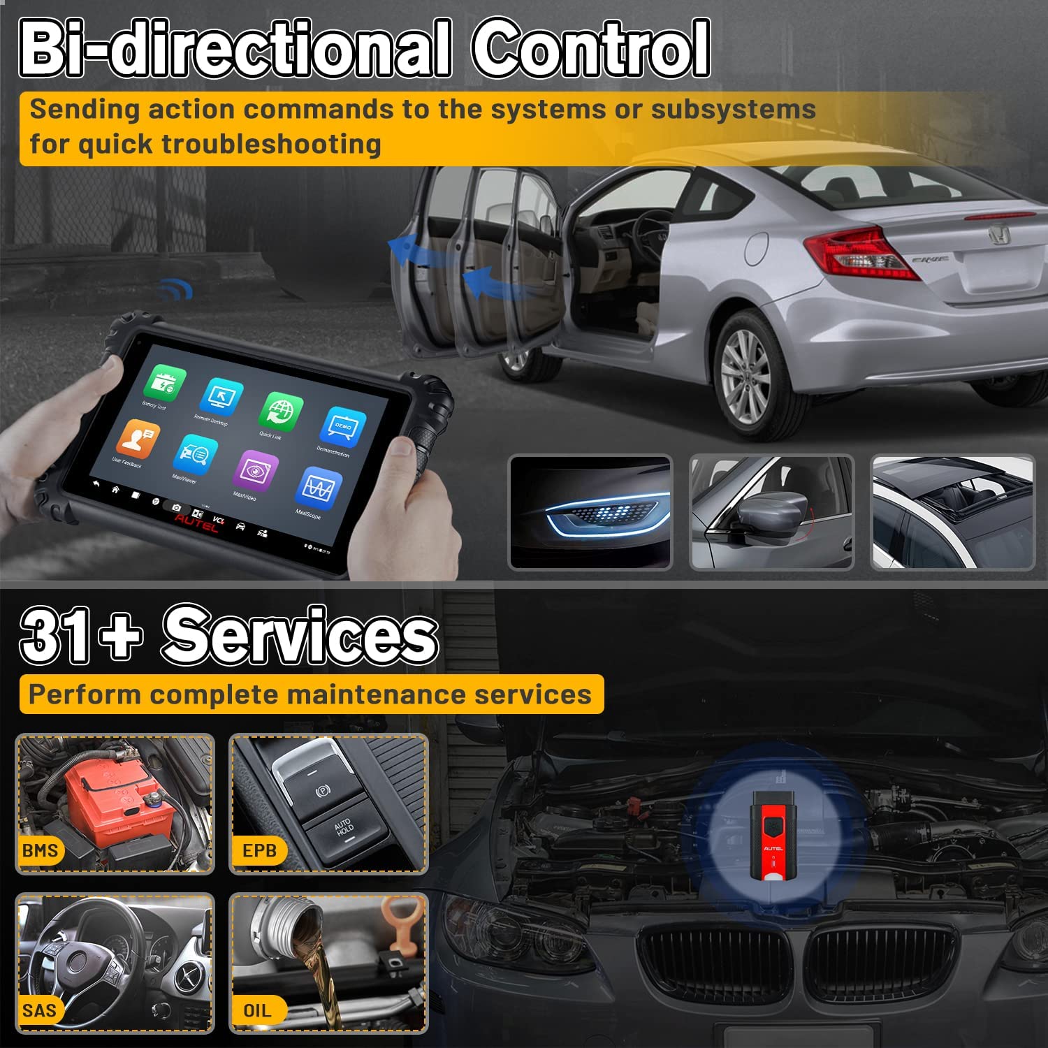 Autel MaxiSys MS906 Pro Car Diagnostic Tool, ECU Coding & Bidirectional, code reader, obd2 scanner, diagnostic scan tool, 2022 Upgraded of MS908 MK908 MS906BT MK906BT, CAN FD/ DoIP, 36+ Resets & OE All Systems Scan, FCA Autoauth, with $60 MV108