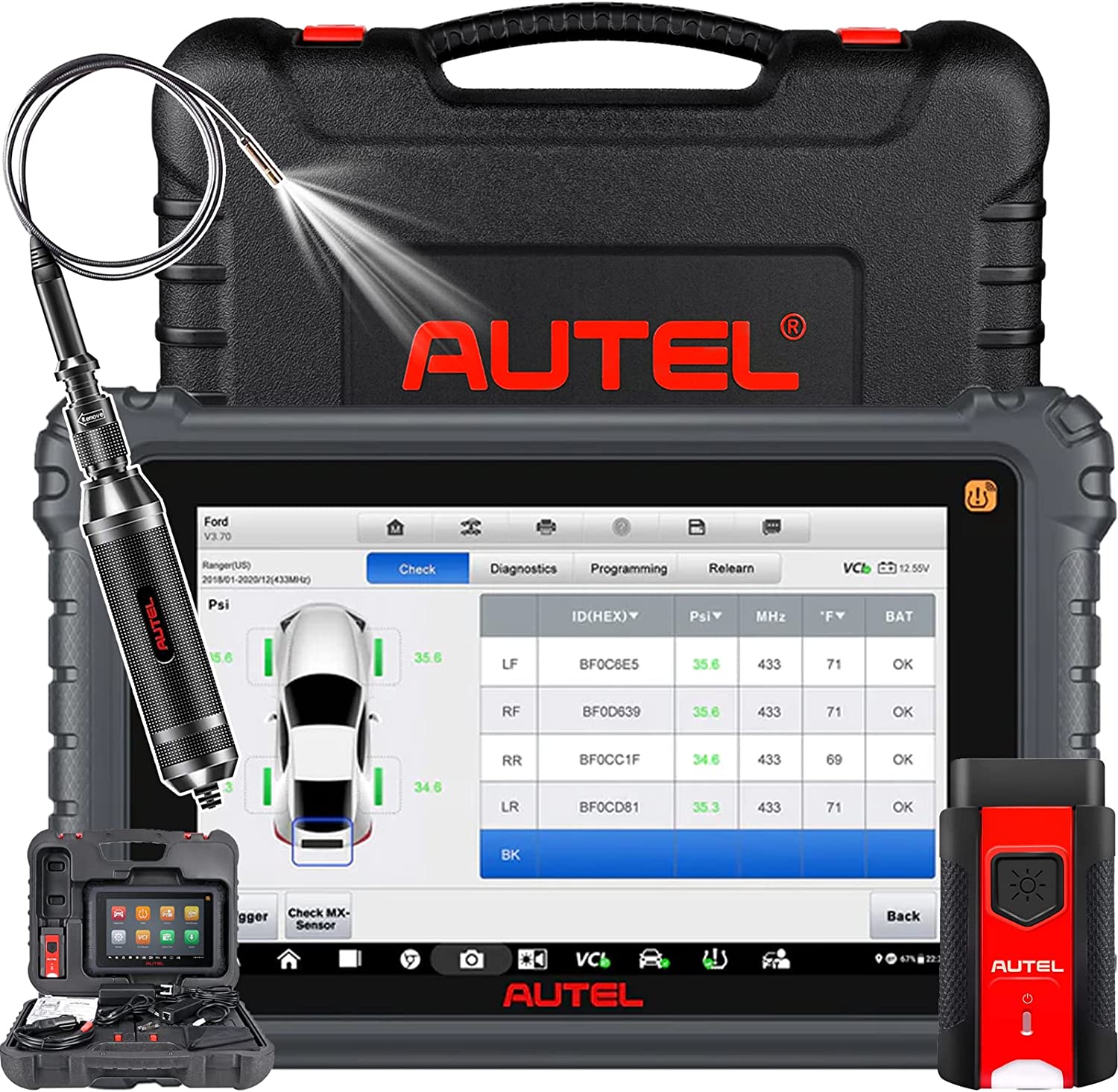 新商品発売中 Autel MaxiCOM MK 906 BT 2021 Newest Automotive Scanner Tool%Ecma%Bi-Directional  Control%Ecma%31 Special Services%Ecma%Bundle MaxiVideo MV 105 Dig 車、バイク、自転車 