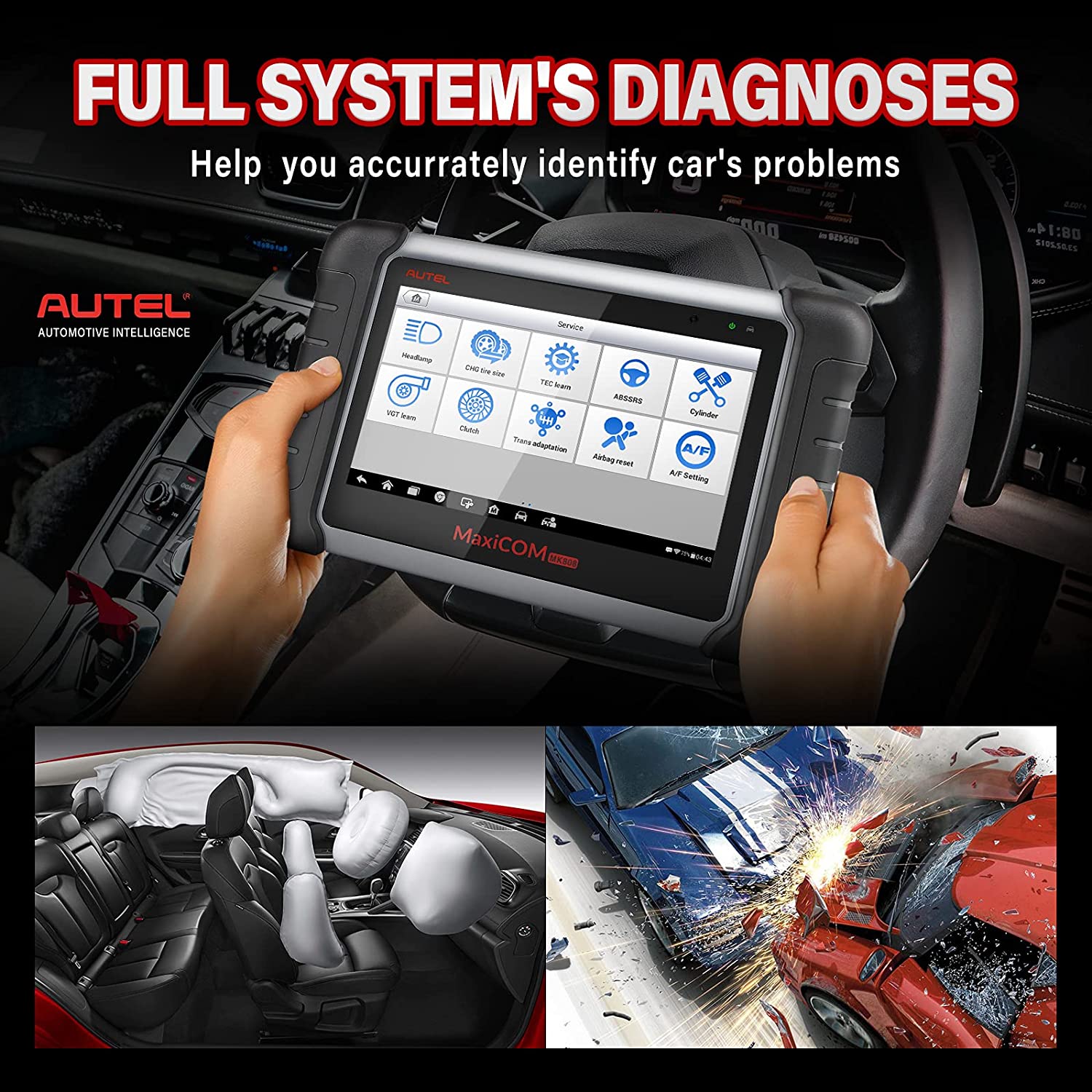 Autel MaxiCOM MK808Z OBD2 Car Diagnostic Scanner, Equipped with 28+ Maintenance Functions with All System Diagnosis Tool