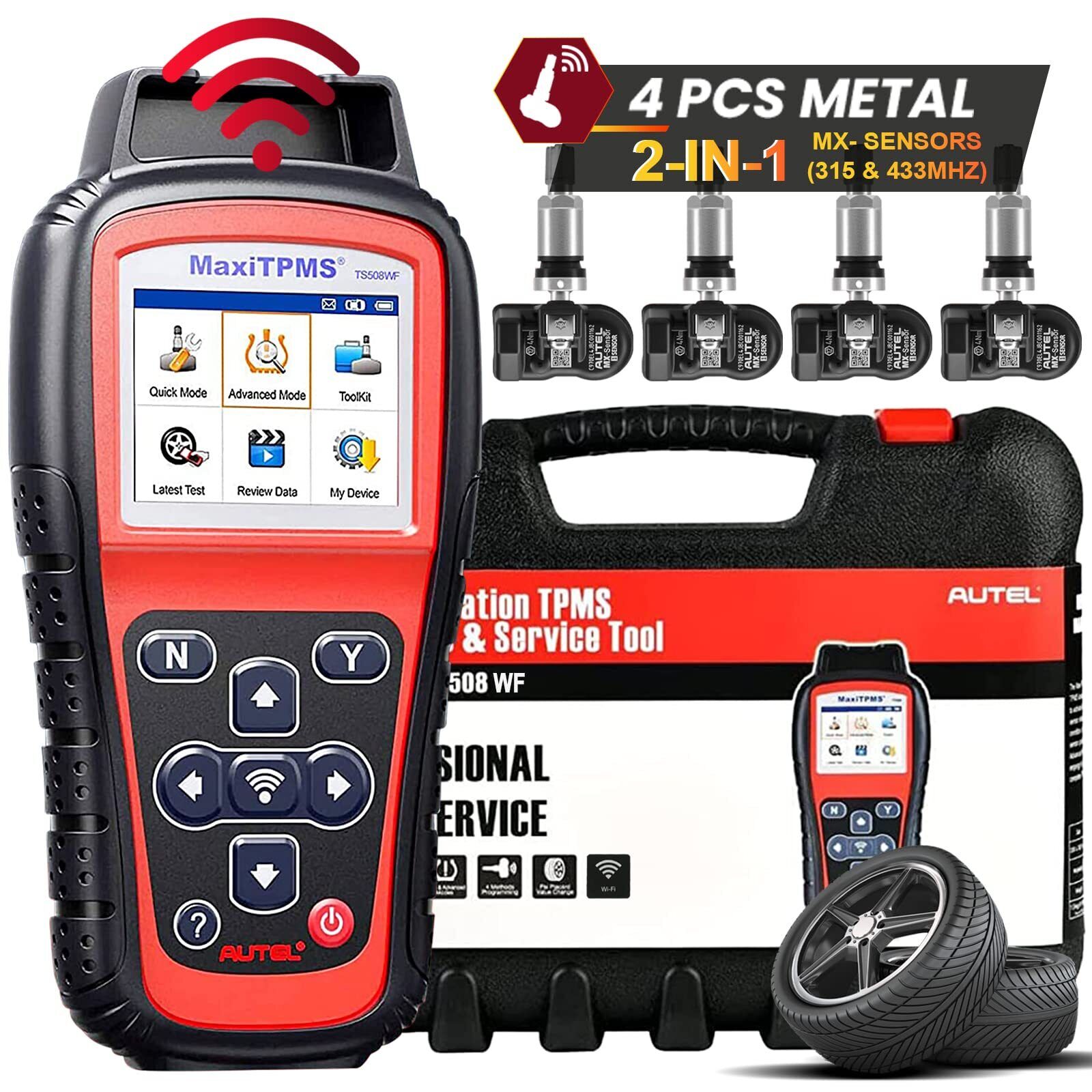 Autel TS508WF TPMS Relearn Reset Diagnostic Tool Tire Pressure Sensor Programming , 2024 Newest Upgraded of TS501, TS408, Program MX-Sensors(315/433 MHz), Activate/Relearn All Sensors, TPMS Reset, Read/Clear TPMS DTCs