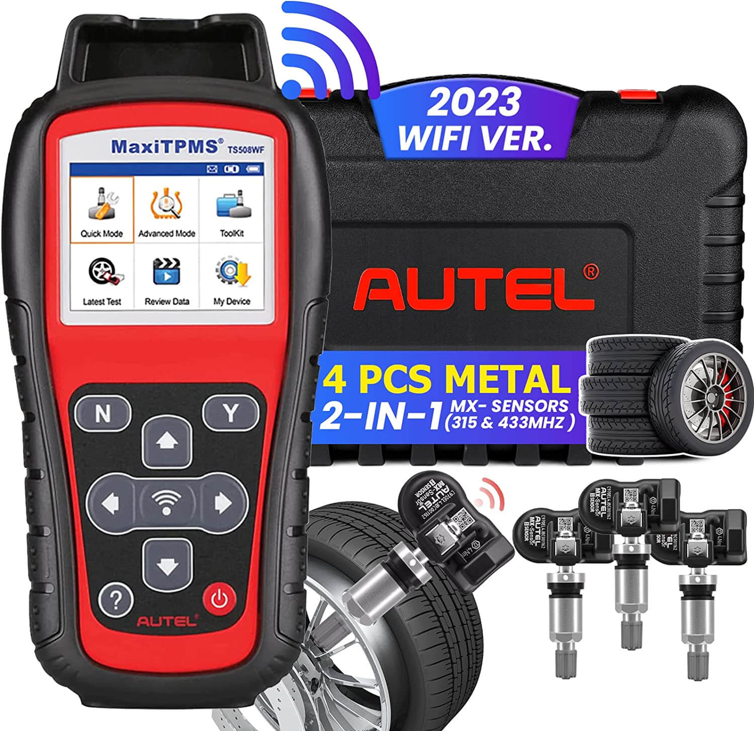 MaxiTPMS TS508WF Autel TPMS Diagnostic & Service Tool Car Tire Pressure Monitoring System, TPMS Reset Tool, Activate & Relearn Sensors